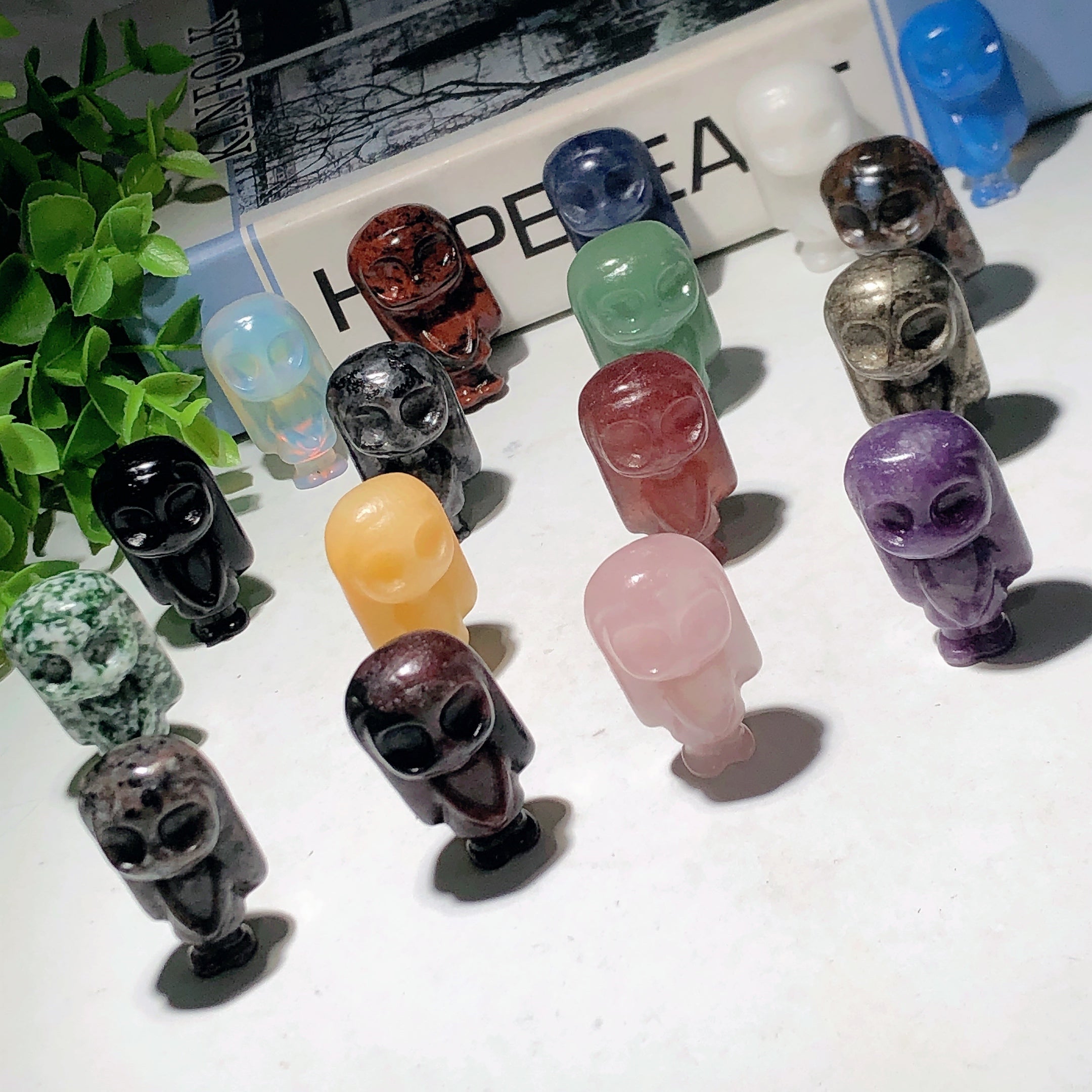 1.5 Inch Mixed Crystal Owl Carving Figurine for Healing Energy