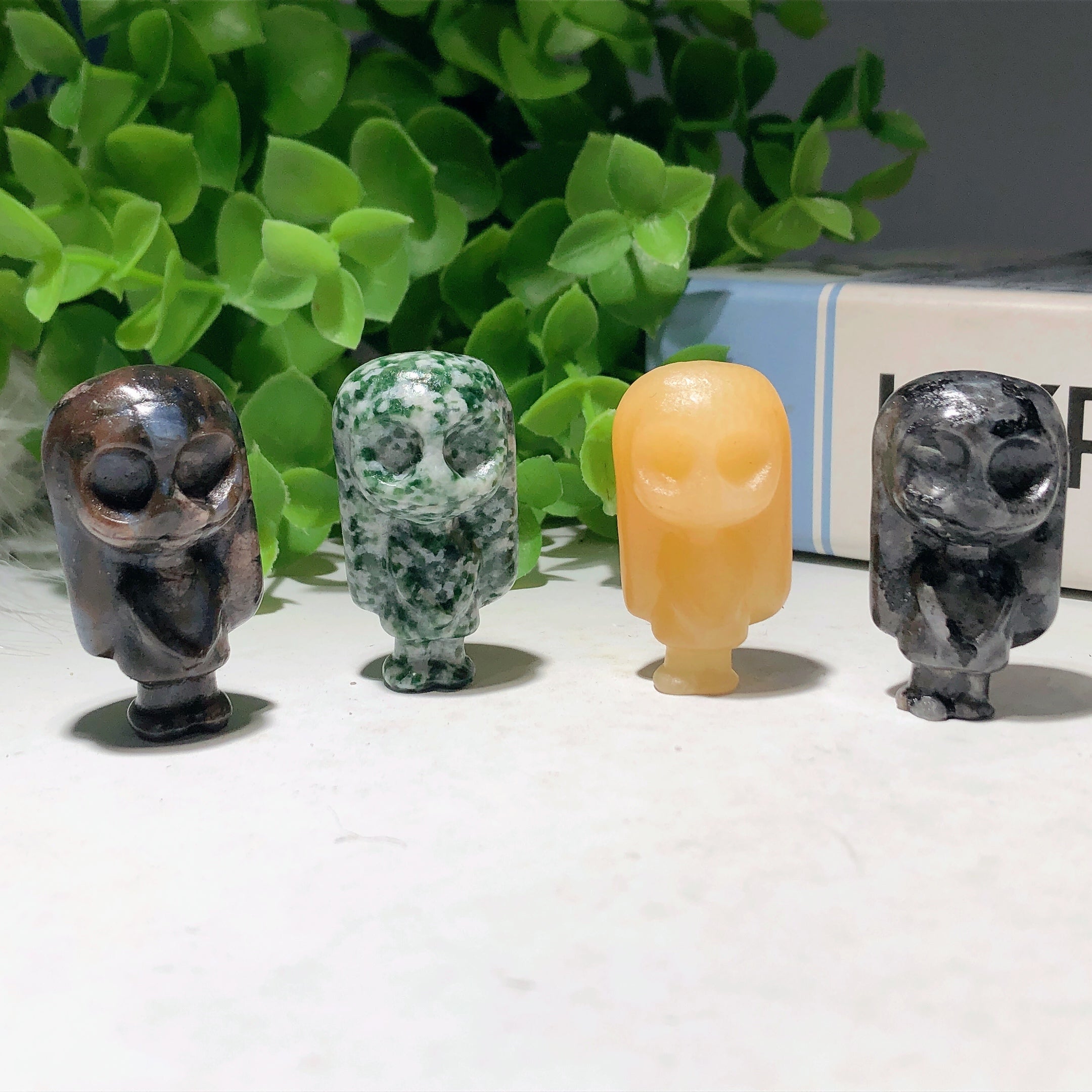 1.5 Inch Mixed Crystal Owl Carving Figurine for Healing Energy