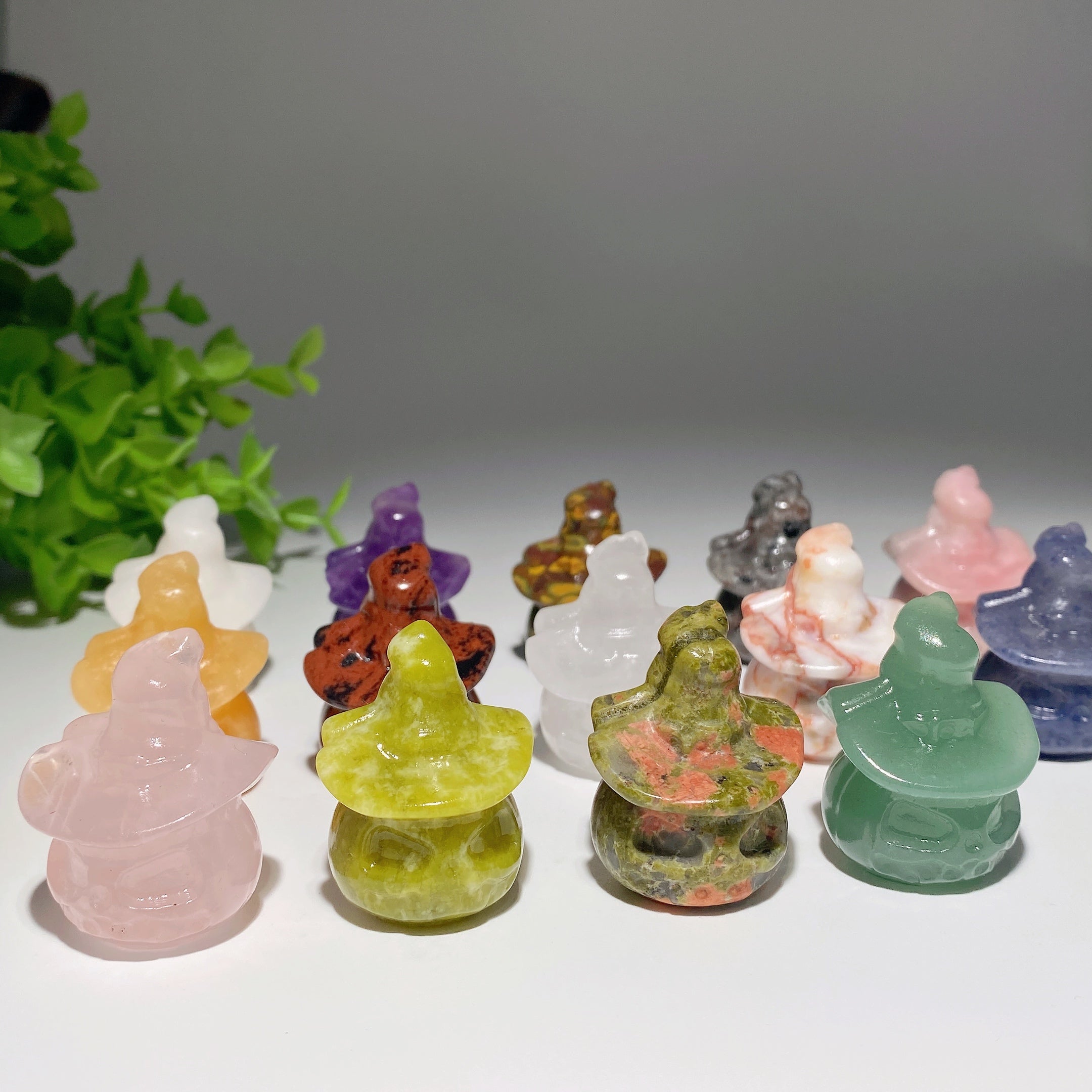 1.5 Inch Mixed Crystal Pumpkin Ghost Figurine for Healing
