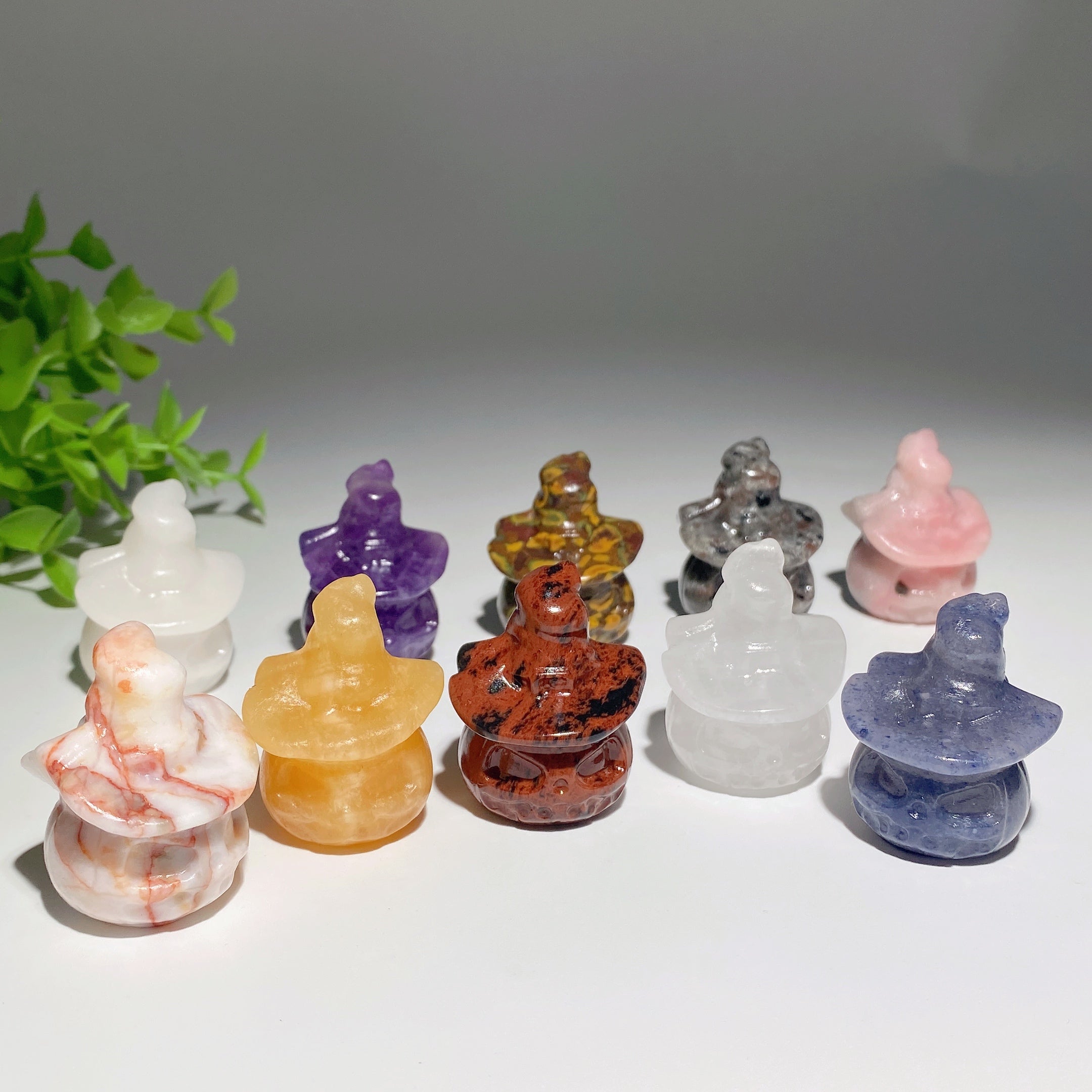 1.5 Inch Mixed Crystal Pumpkin Ghost Figurine for Healing