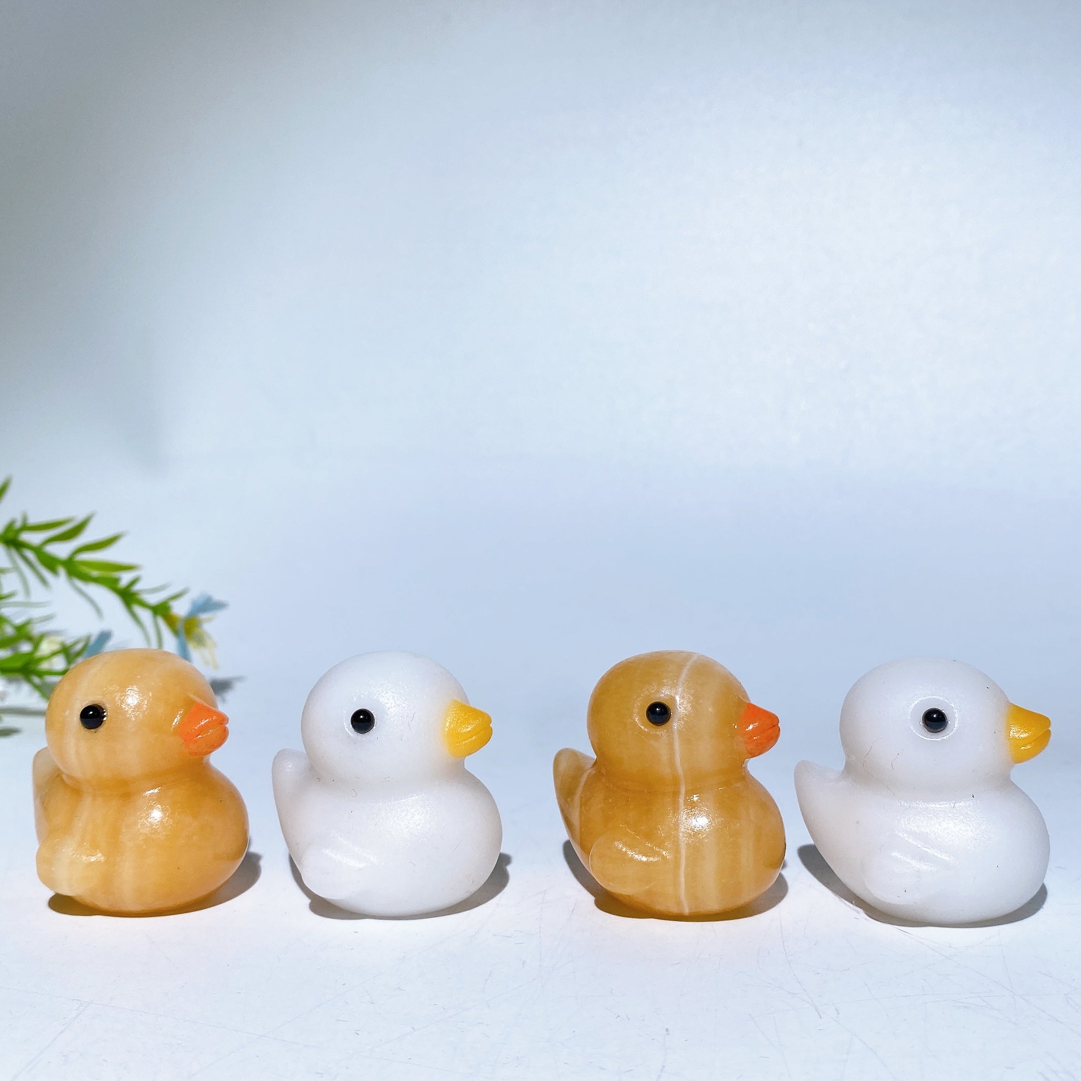 1.5 Inch Orange Calcite White Jade Duck Crystal Figurines