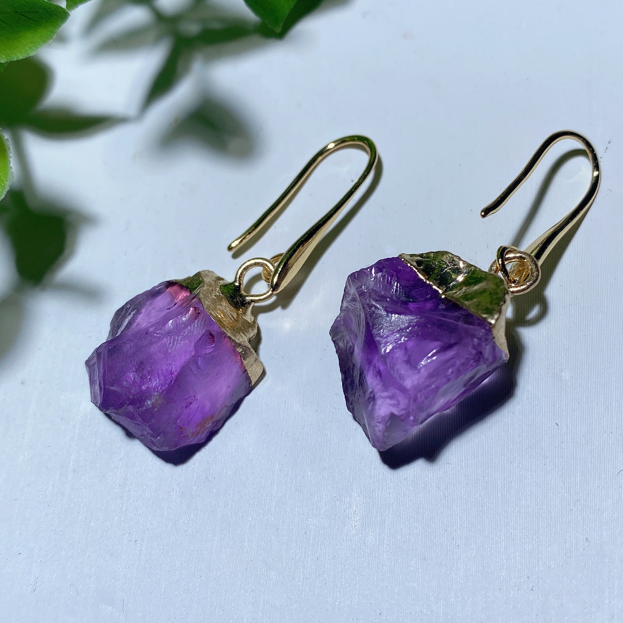 1.5-inch Raw Amethyst Stone Earrings for Healing