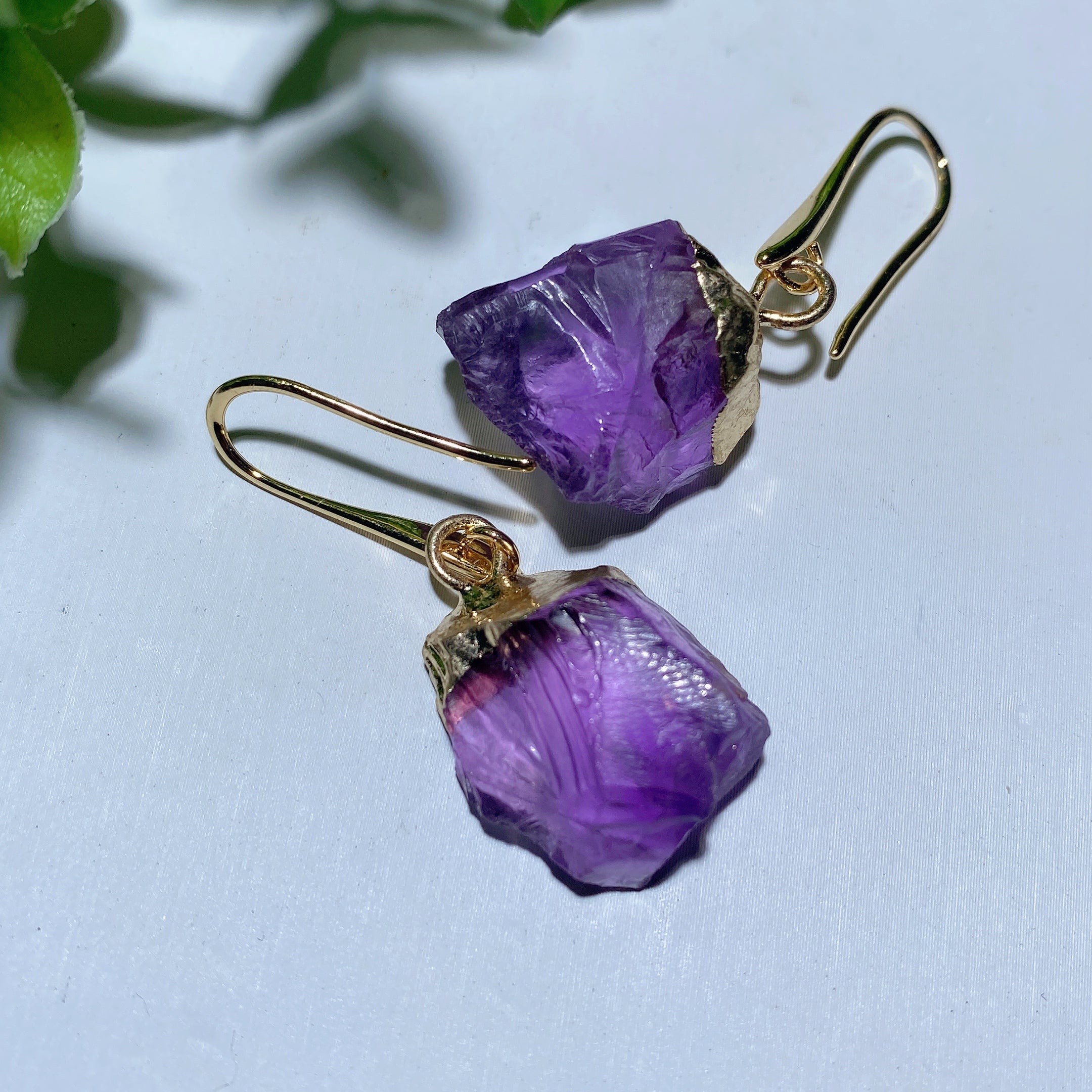 1.5-inch Raw Amethyst Stone Earrings for Healing