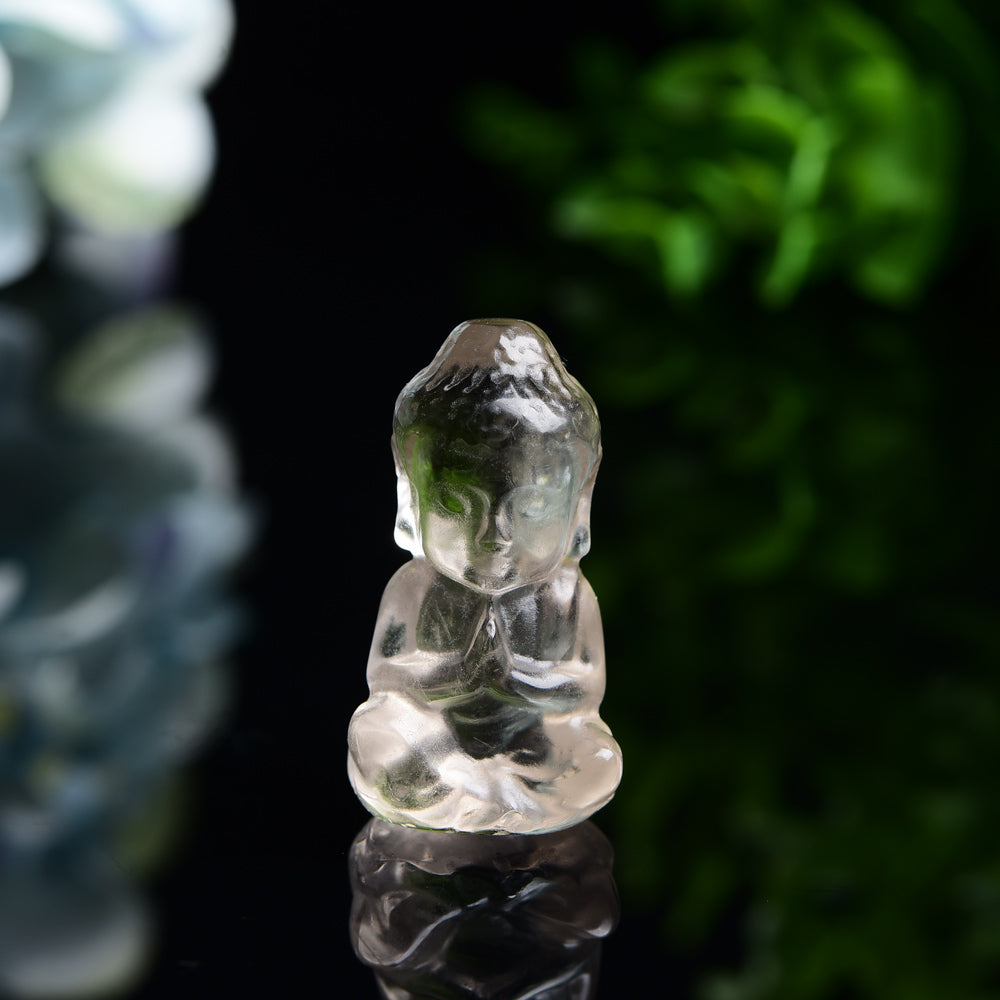 1.5 inch Smoky Quartz Crystal Buddha Figurine Healing Carving