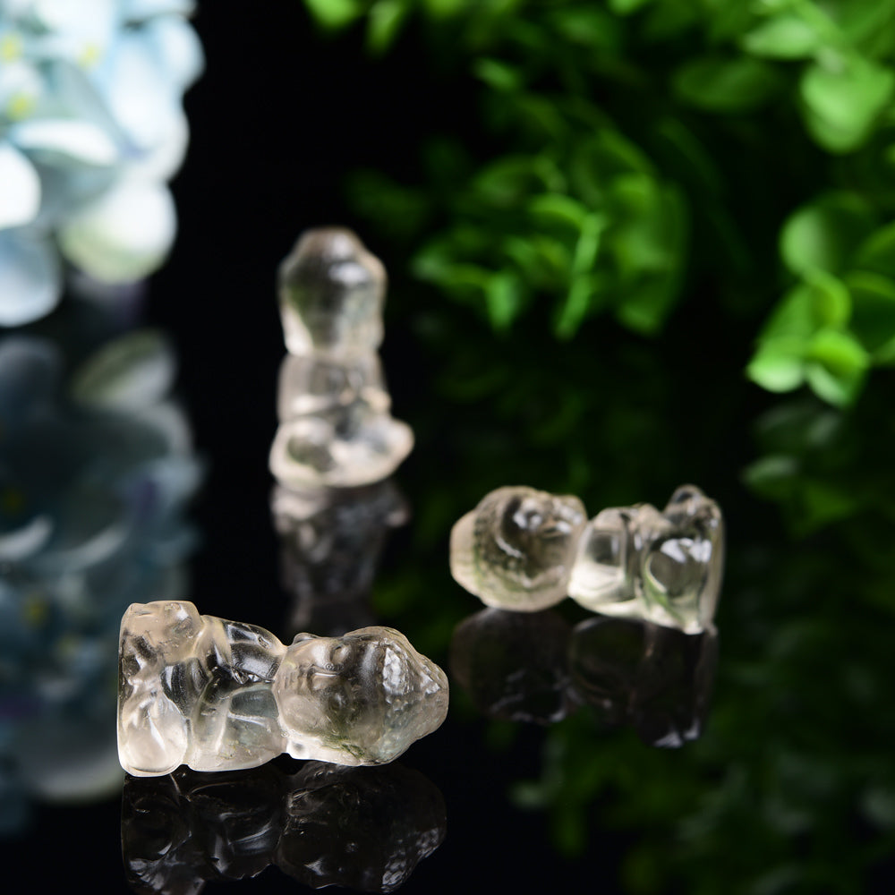 1.5 inch Smoky Quartz Crystal Buddha Figurine Healing Carving