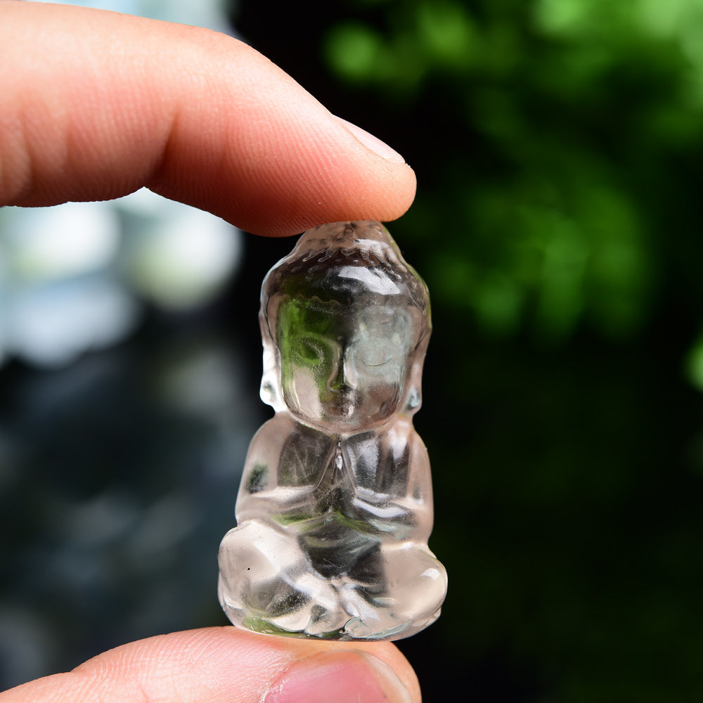 1.5 inch Smoky Quartz Crystal Buddha Figurine Healing Carving