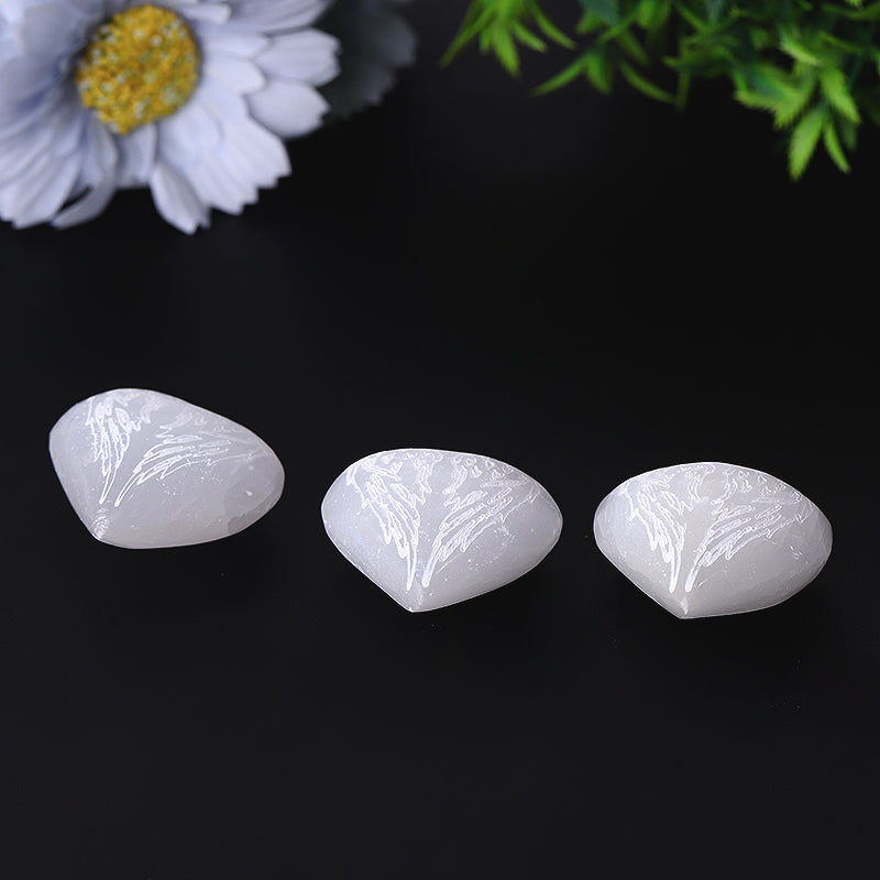 1.5" Selenite Heart Palm Stone for Meditation & Healing
