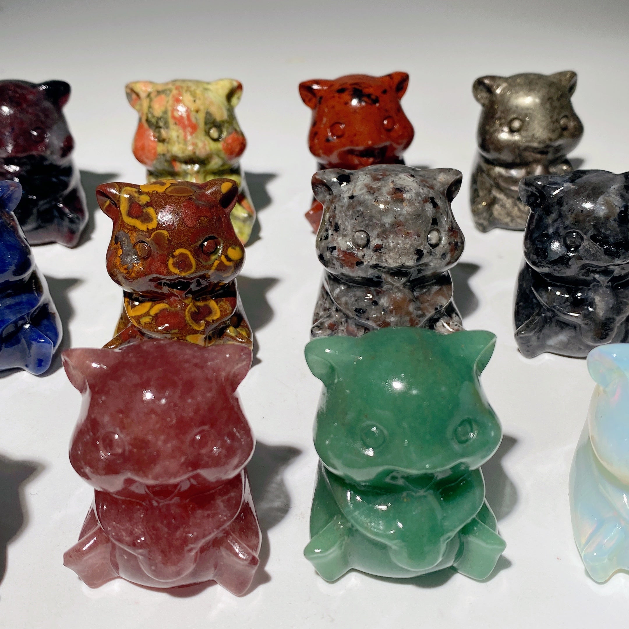 1.6 inch Mixed Crystal Bear Carving Figurine Healing Symbol