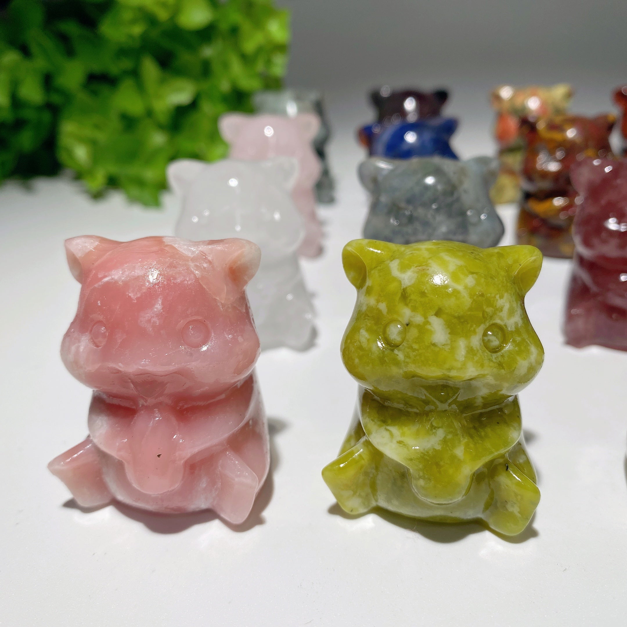 1.6 inch Mixed Crystal Bear Carving Figurine Healing Symbol