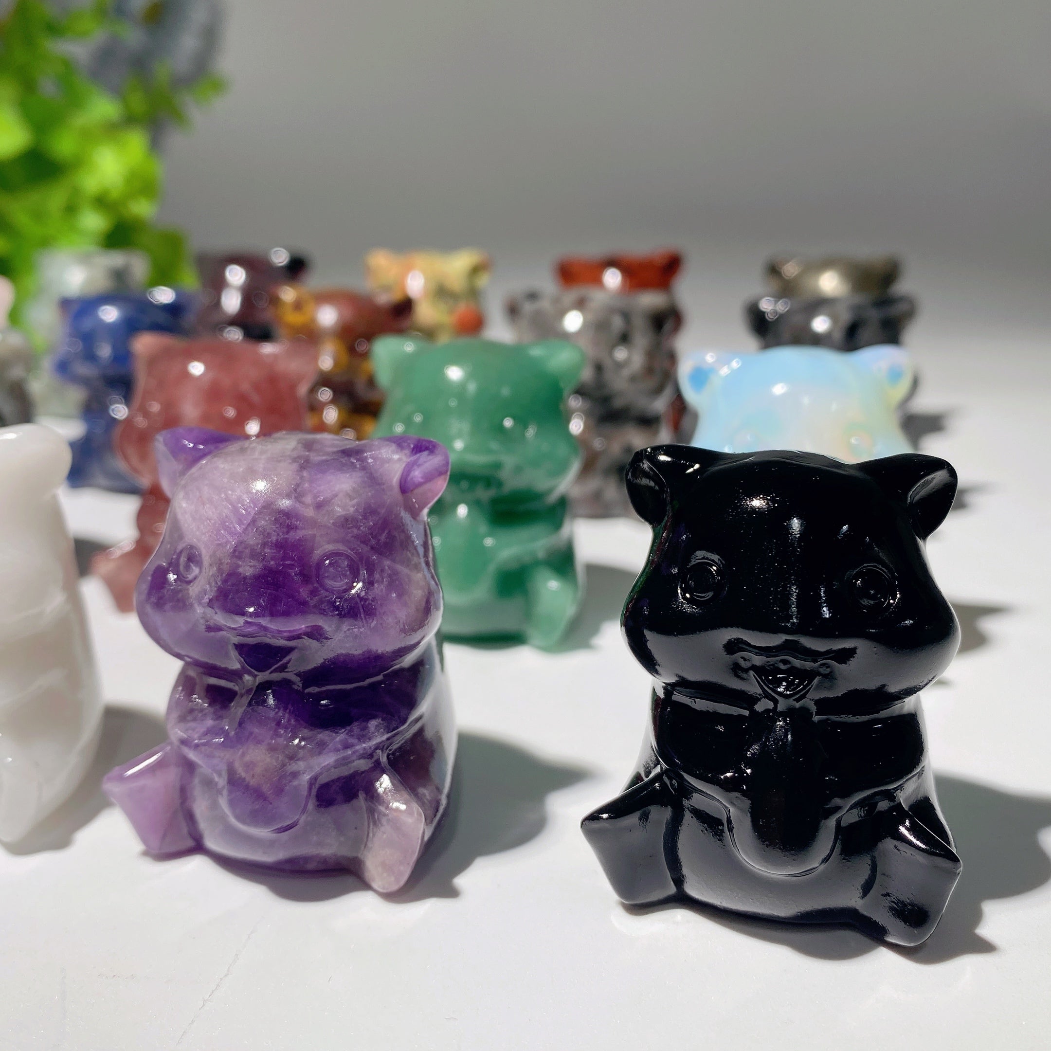 1.6 inch Mixed Crystal Bear Carving Figurine Healing Symbol