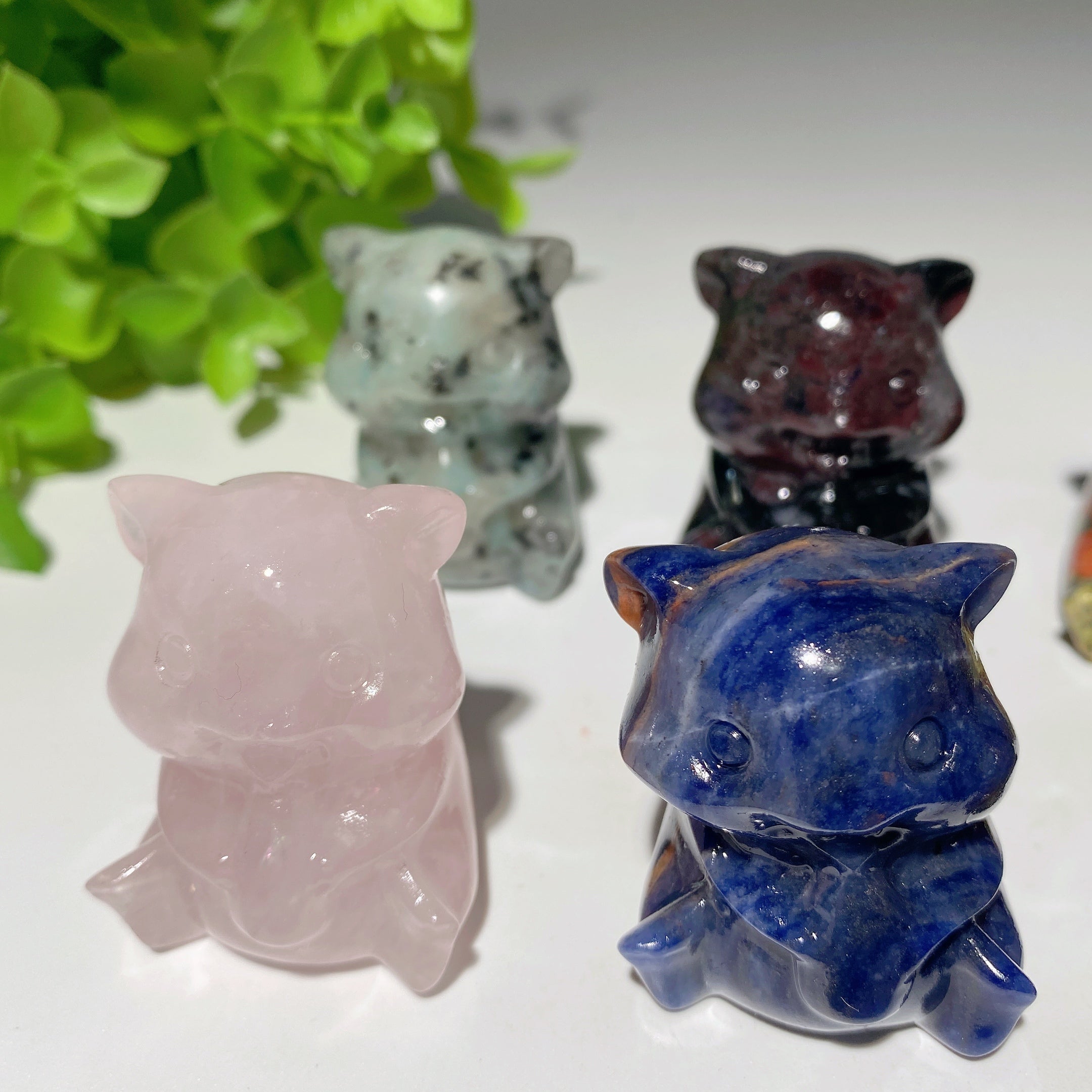 1.6 inch Mixed Crystal Bear Carving Figurine Healing Symbol