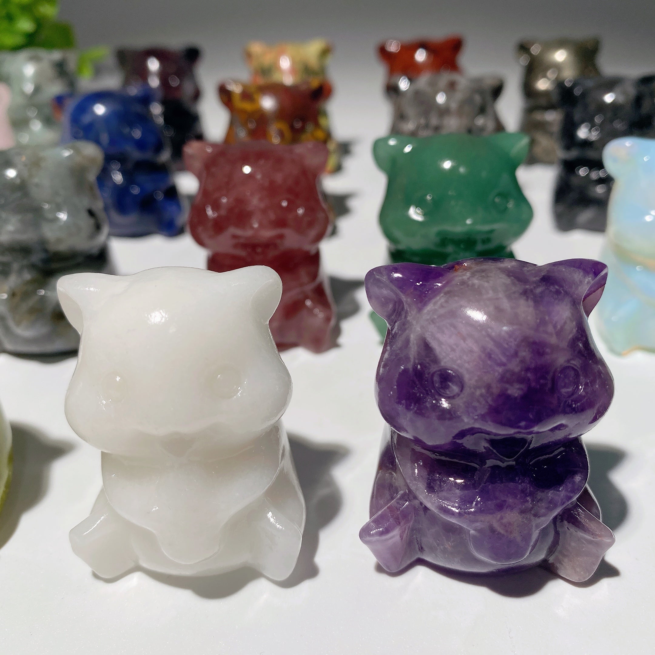 1.6 inch Mixed Crystal Bear Carving Figurine Healing Symbol