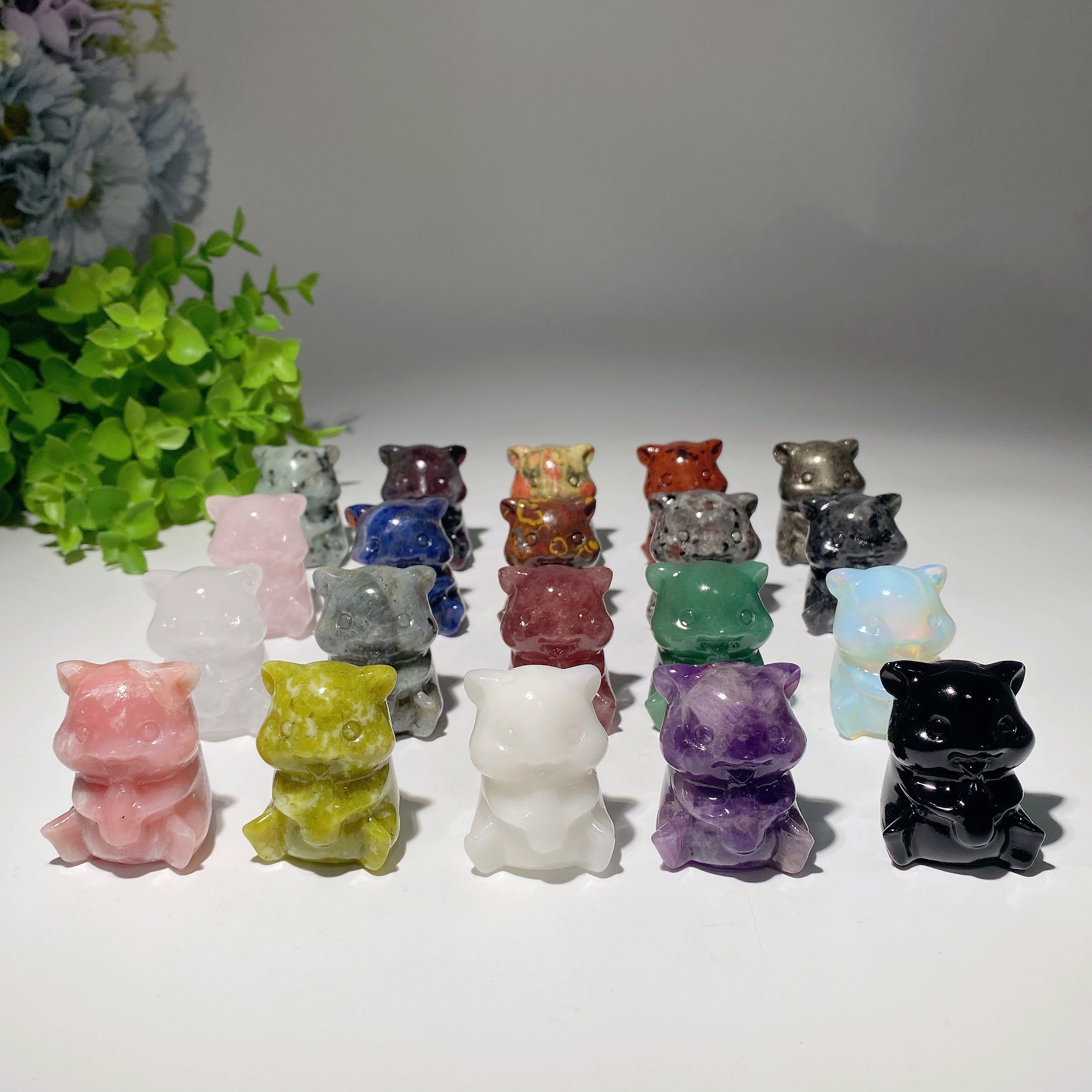 1.6 inch Mixed Crystal Bear Carving Figurine Healing Symbol