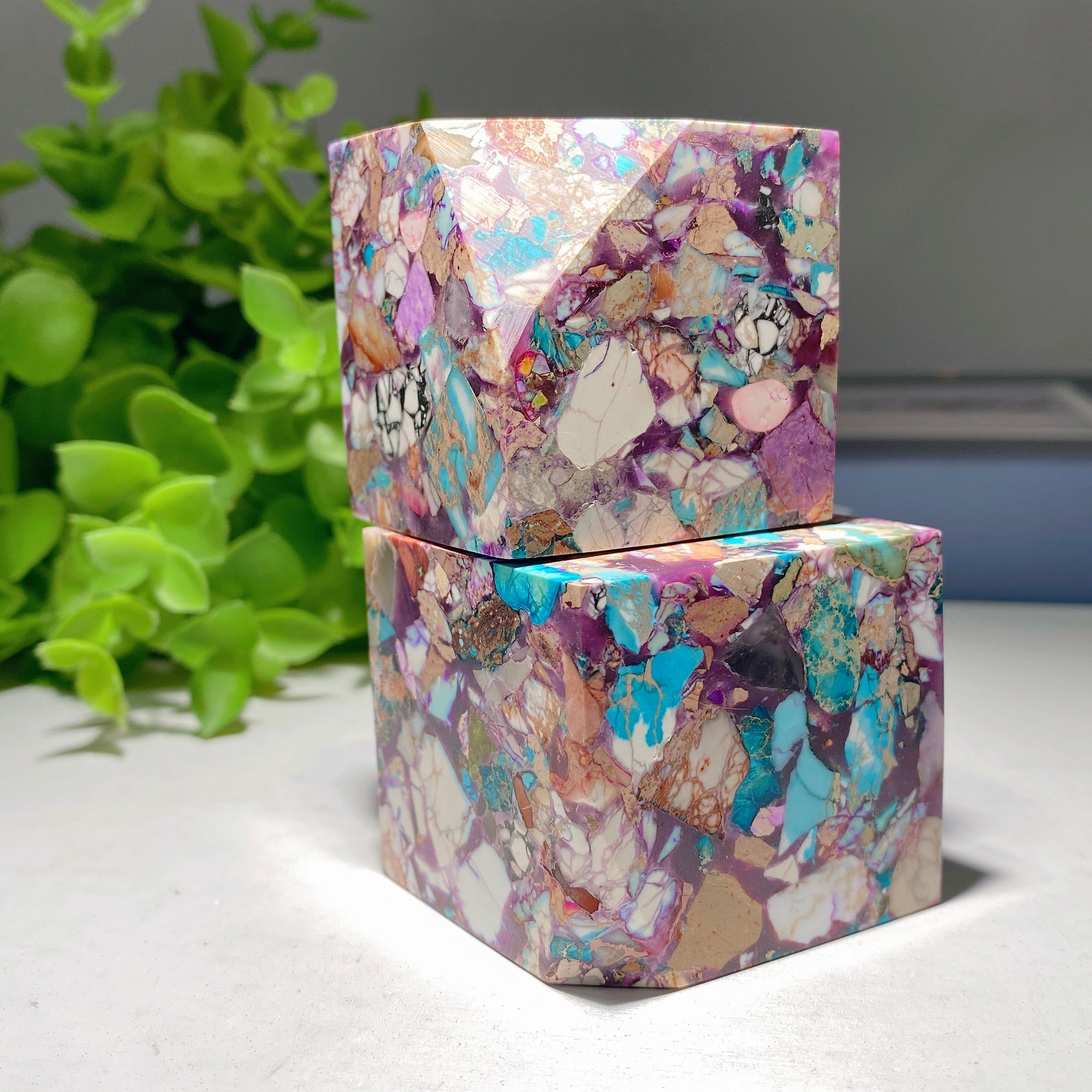 1.6 Inch Natural Turquoise Chip Cube Crystal Healing