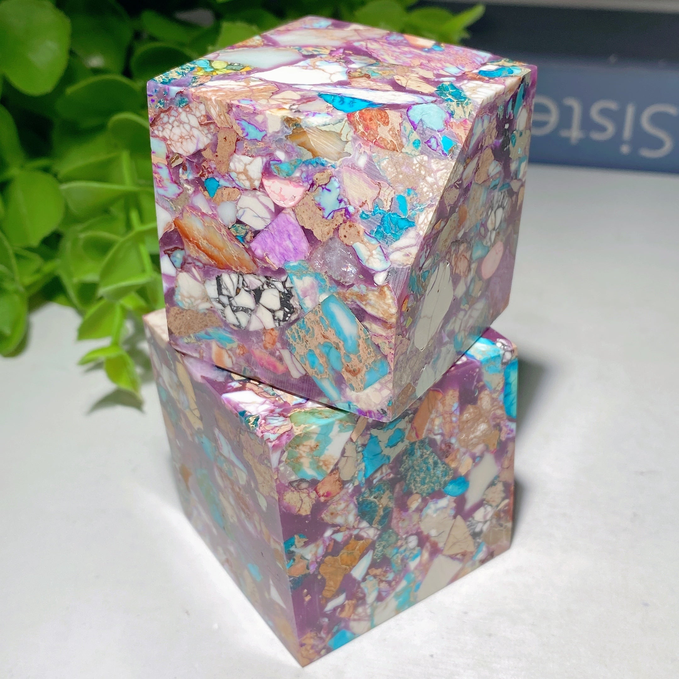 1.6 Inch Natural Turquoise Chip Cube Crystal Healing