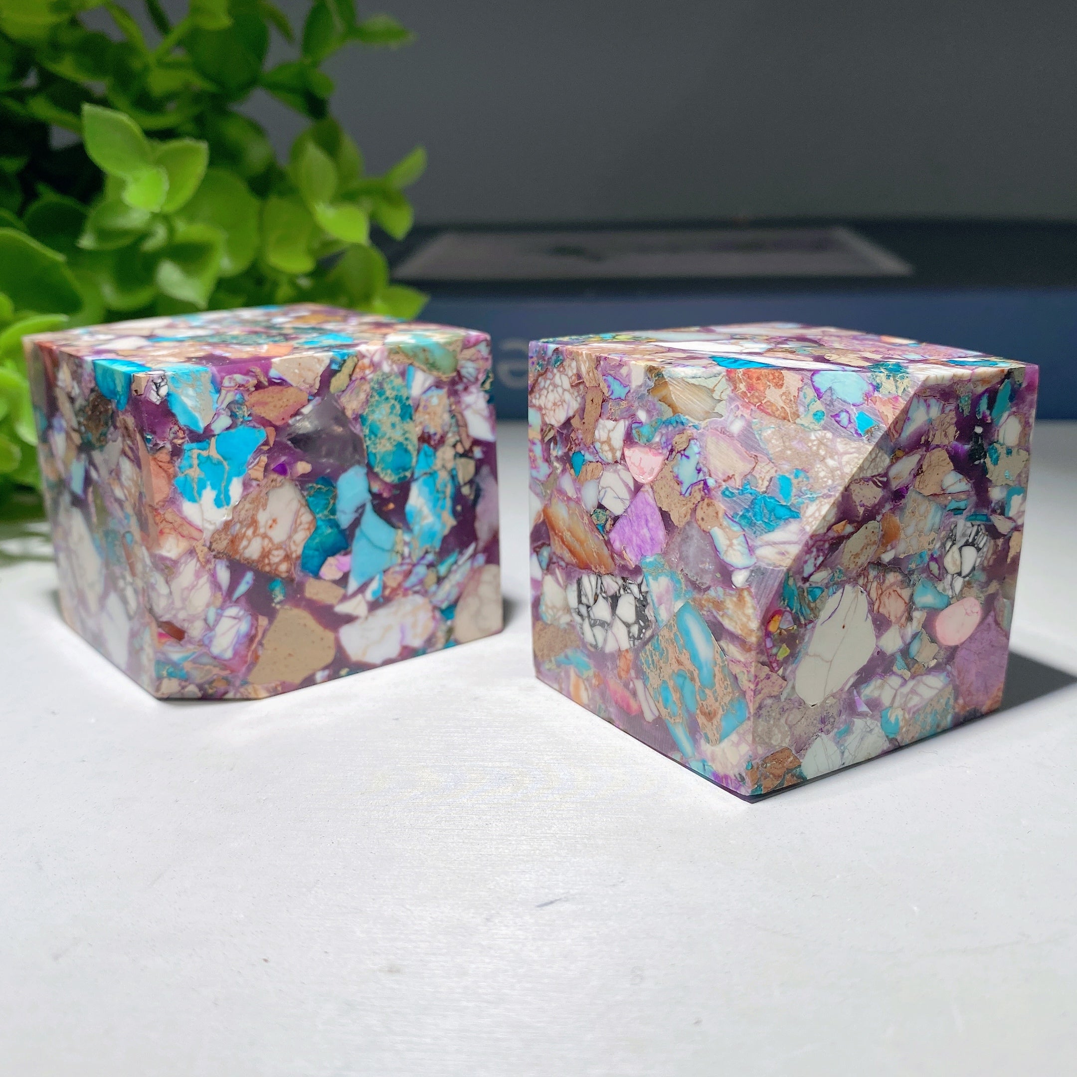 1.6 Inch Natural Turquoise Chip Cube Crystal Healing