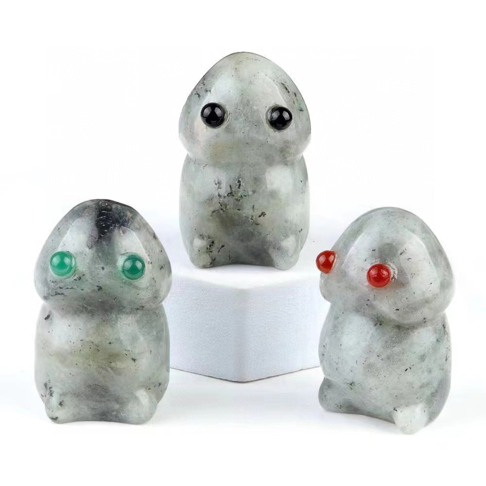 1.6" Mixed Crystal Mini Ding Ding Rabbit Figurine for Healing