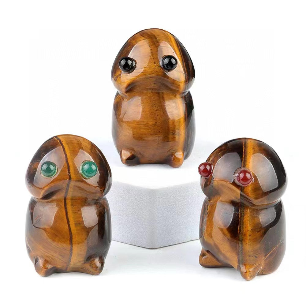 1.6" Mixed Crystal Mini Ding Ding Rabbit Figurine for Healing