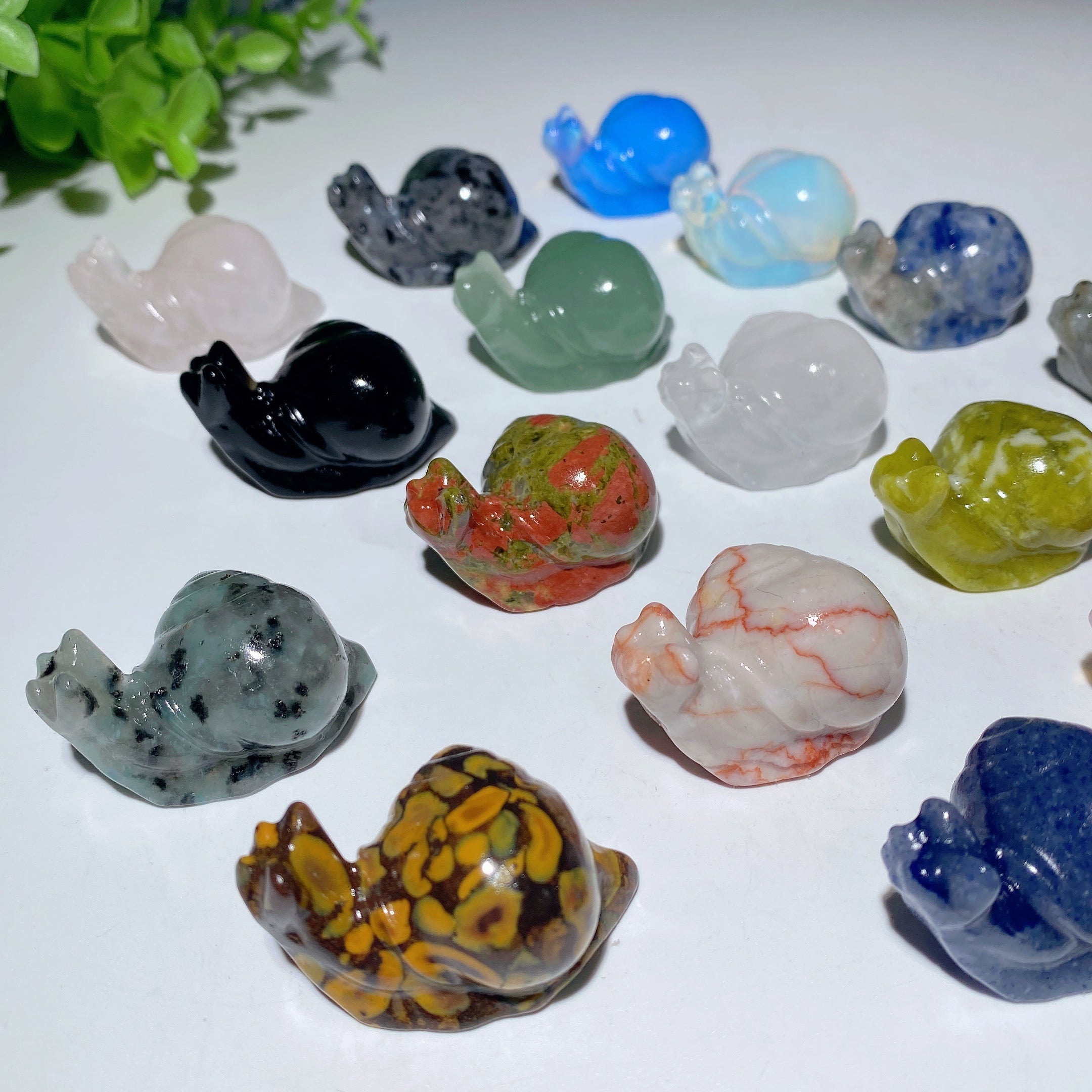 1.6" Mixed Crystal Snail Carvings for Healing and Energy