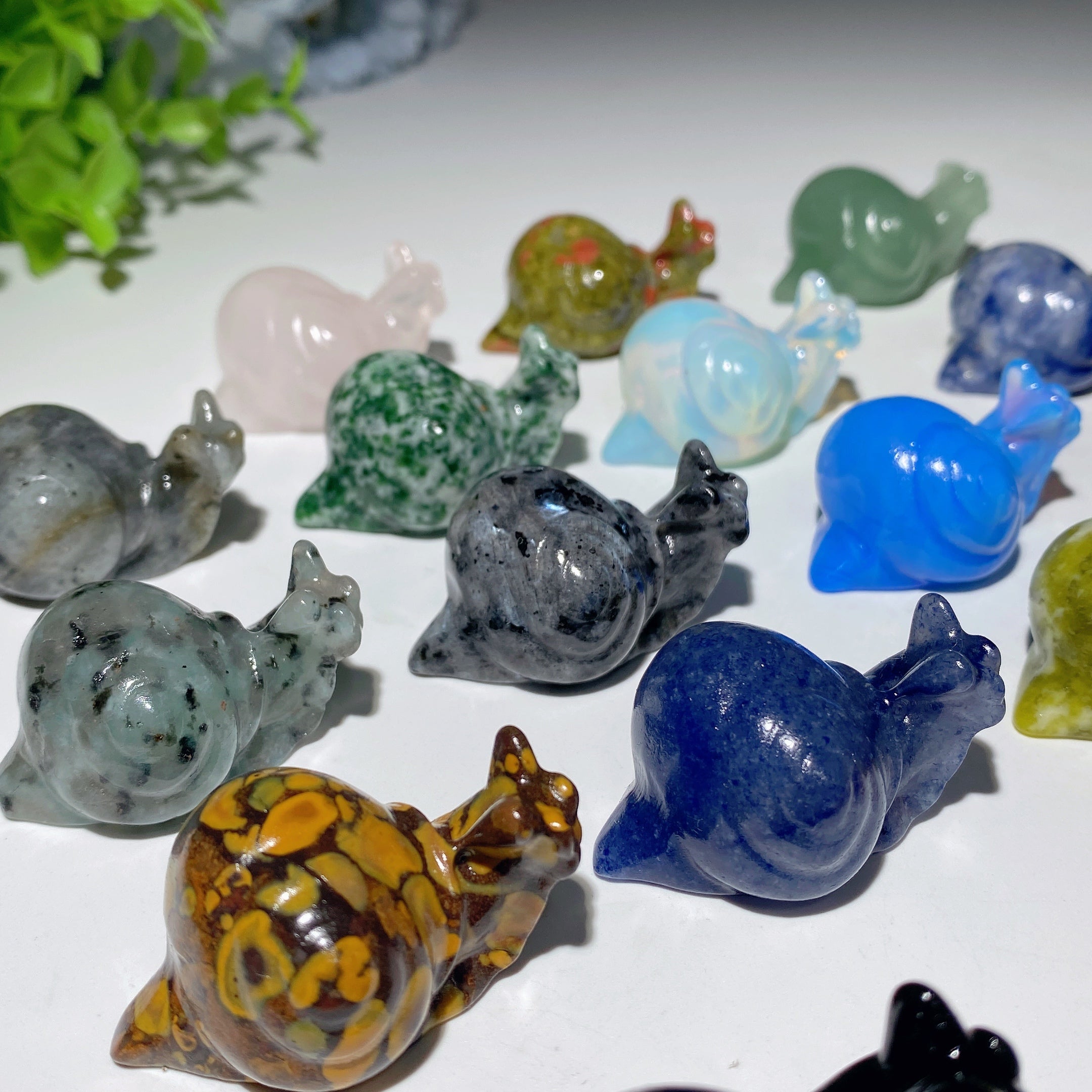 1.6" Mixed Crystal Snail Carvings for Healing and Energy