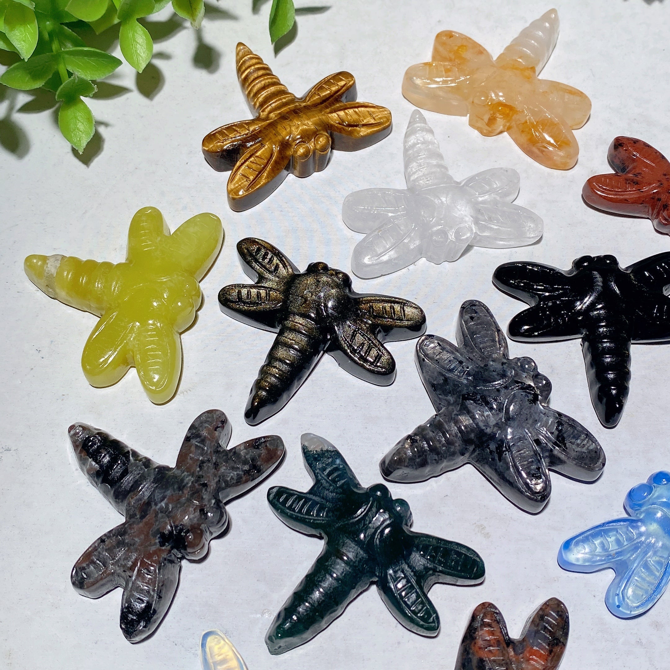 1.7 inch Mixed Crystal Dragonfly Figurines for Healing
