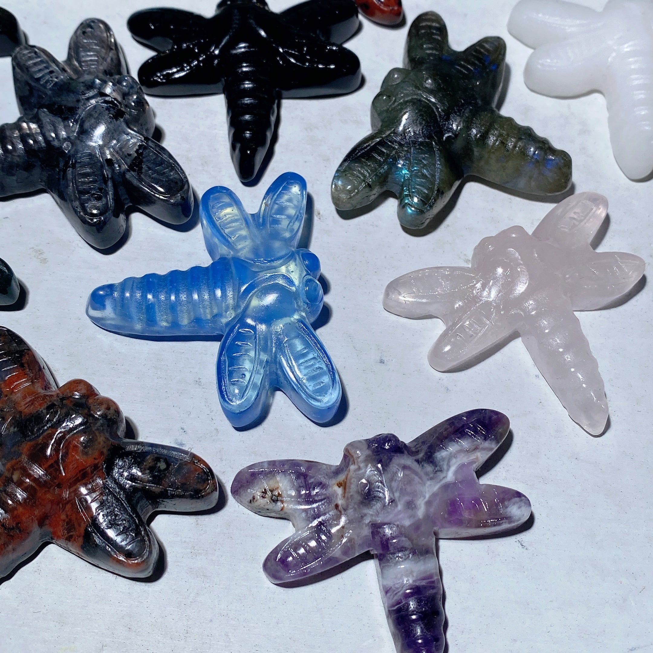 1.7 inch Mixed Crystal Dragonfly Figurines for Healing