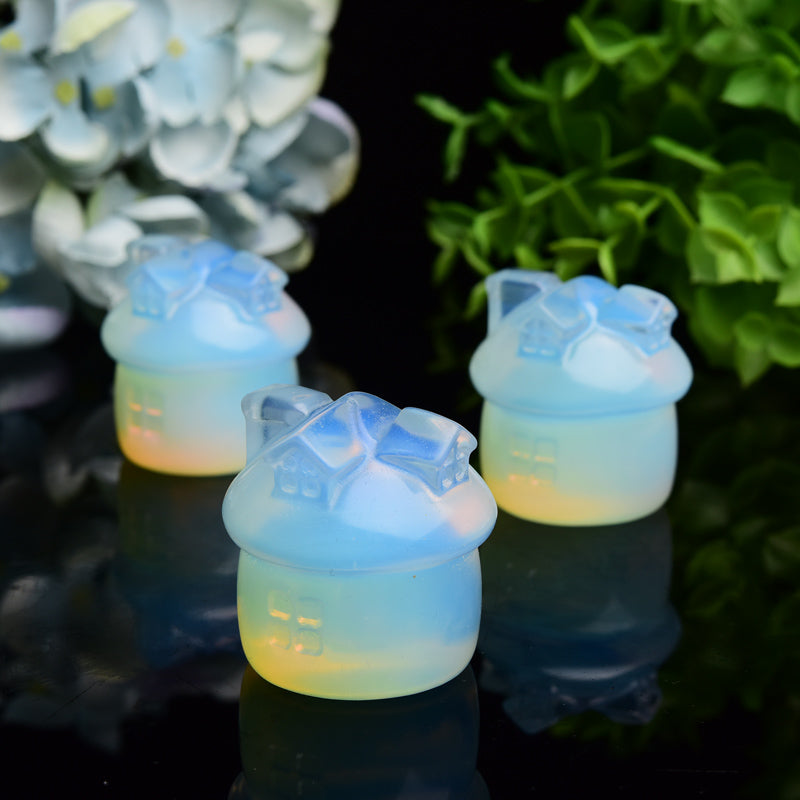 1.7-inch Opalite Crystal House Figurine for Healing