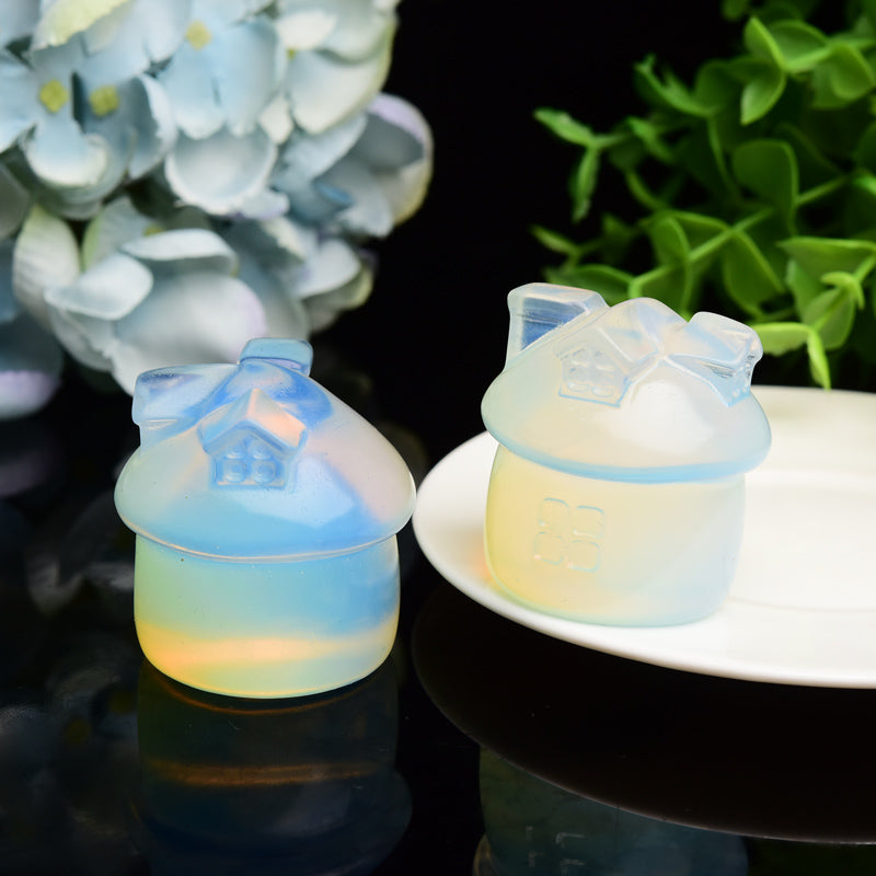 1.7-inch Opalite Crystal House Figurine for Healing