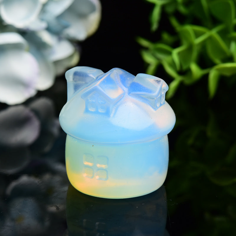 1.7-inch Opalite Crystal House Figurine for Healing
