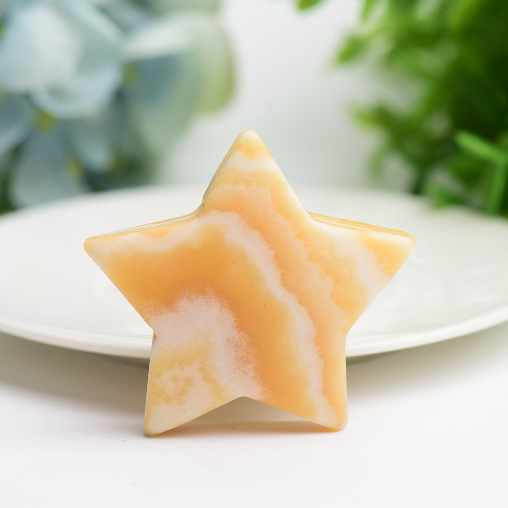 1.8-2.0 inch Orange Calcite Star Crystal Figurine