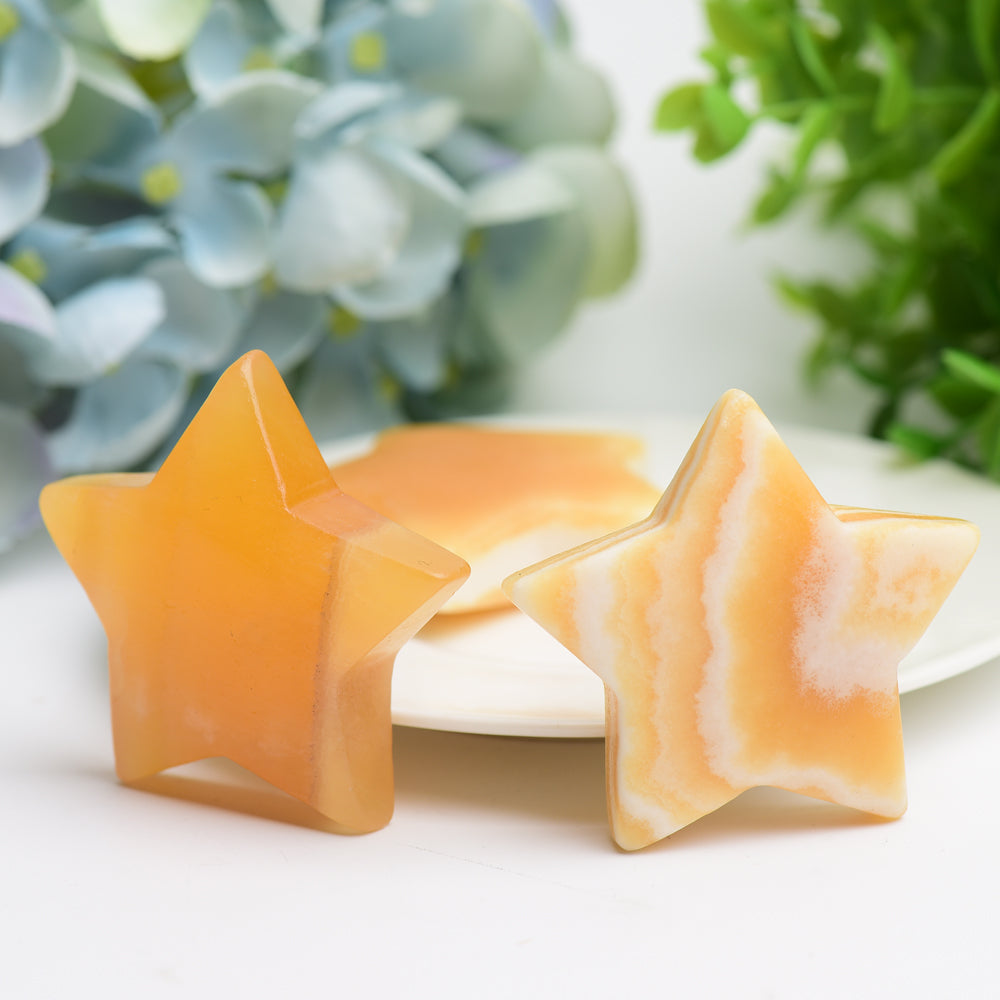 1.8-2.0 inch Orange Calcite Star Crystal Figurine