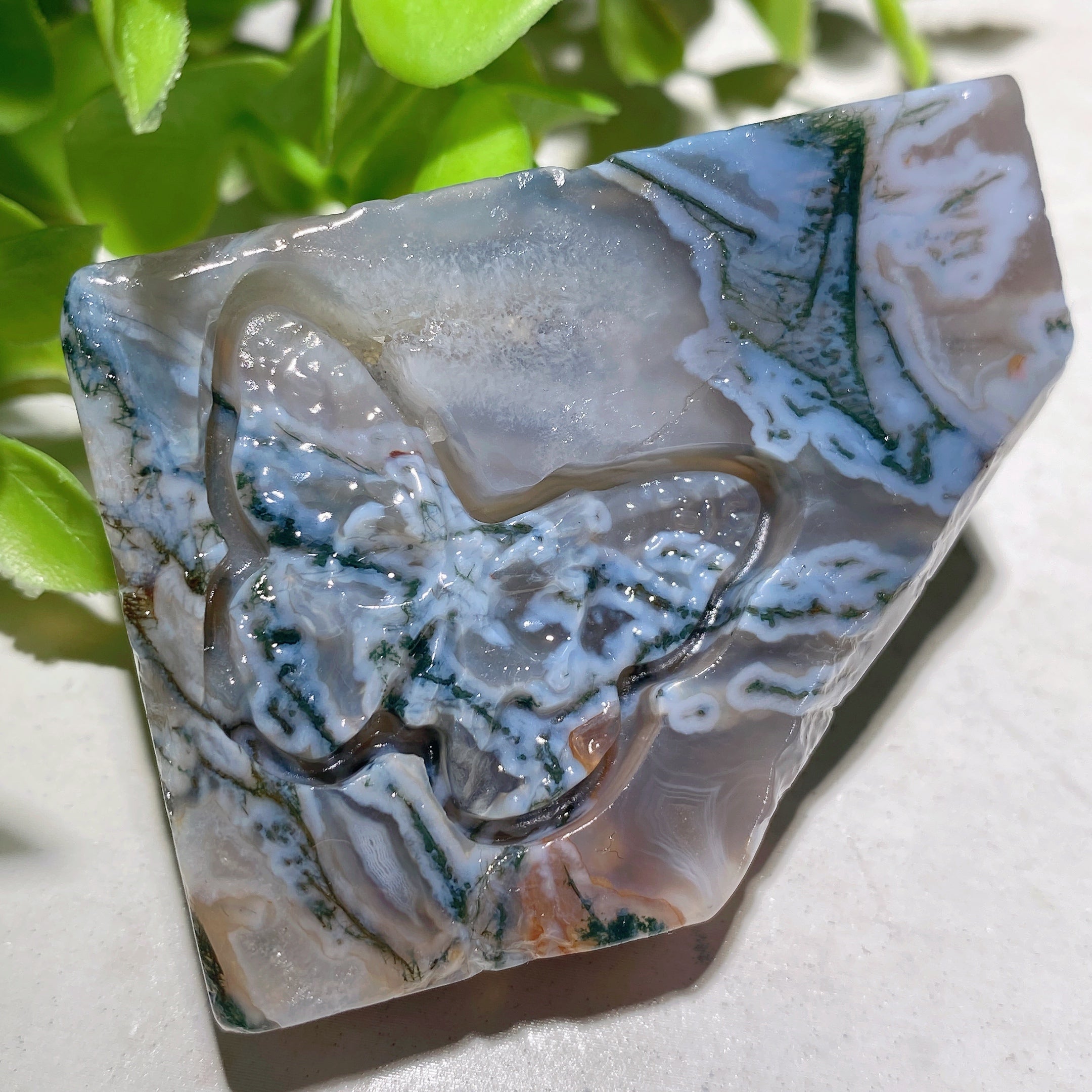 1.8-2.2 inch Mixed Crystal Slabs with Butterfly Skull Carvings