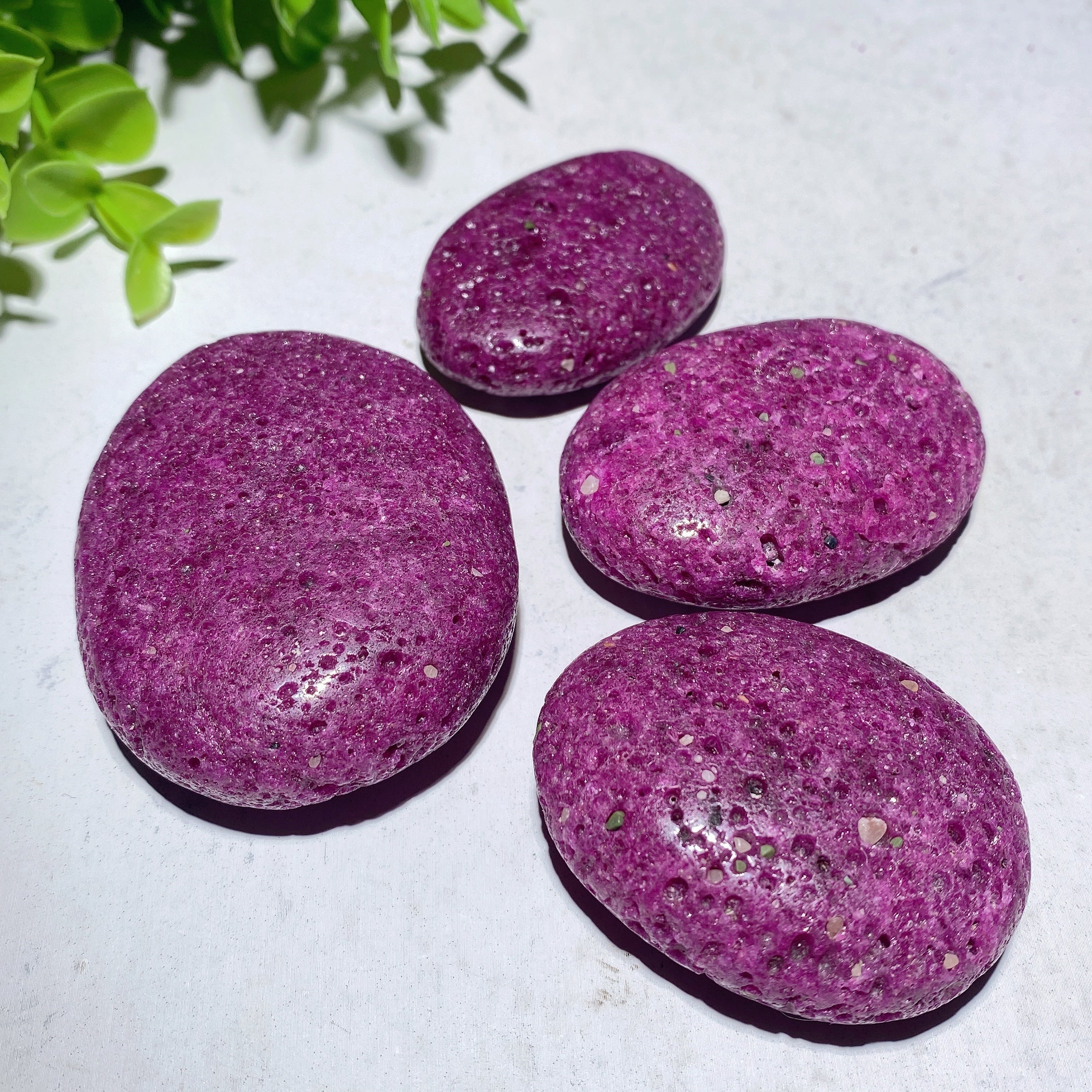 1.8-2.5" Ruby Honeycomb Palm Stone for Healing & Meditation