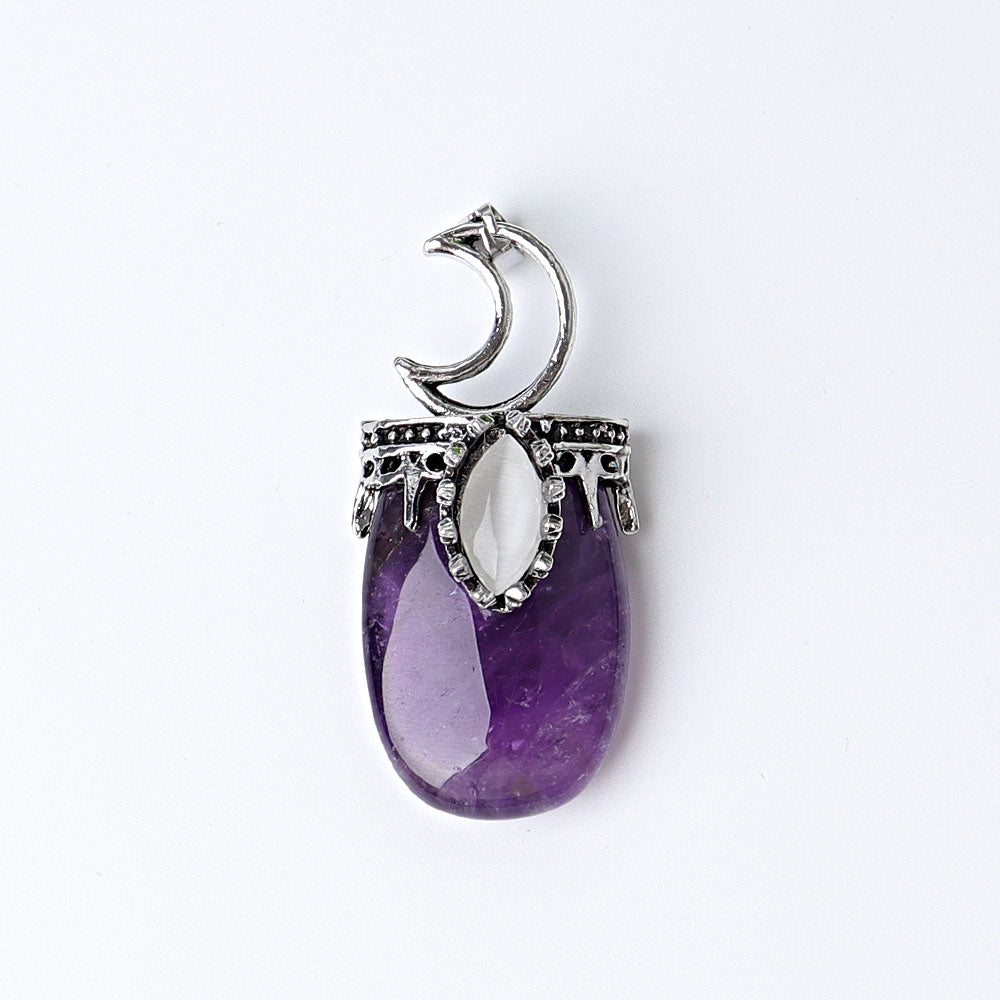 1.8 Inch Crystal Pendant with Moon Symbol | Spiritual Necklace