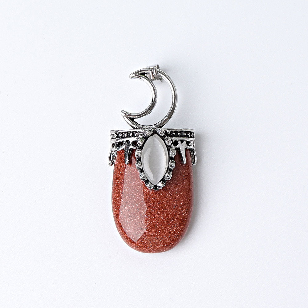 1.8 Inch Crystal Pendant with Moon Symbol | Spiritual Necklace