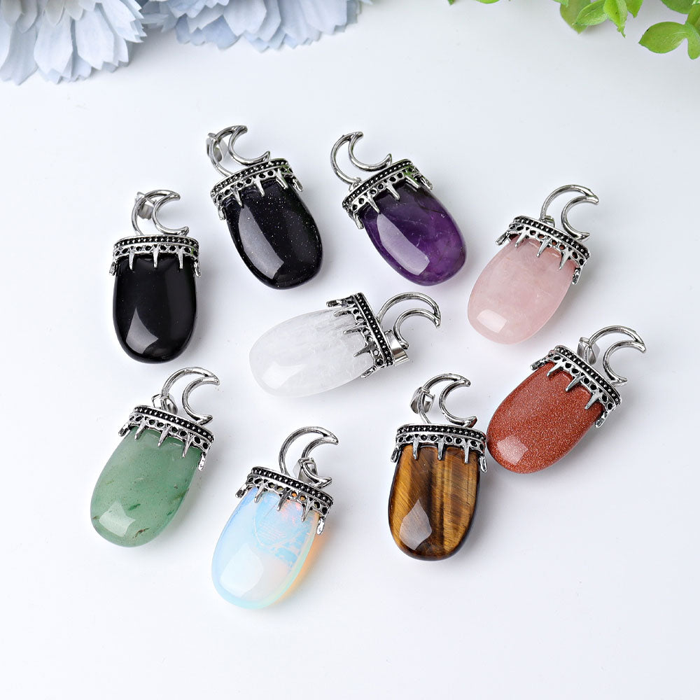 1.8 Inch Crystal Pendant with Moon Symbol | Spiritual Necklace
