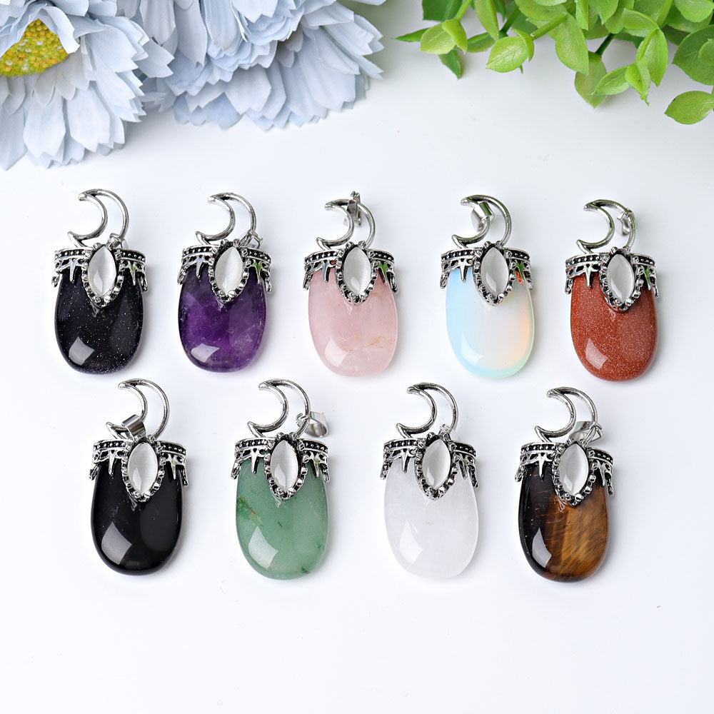 1.8 Inch Crystal Pendant with Moon Symbol | Spiritual Necklace