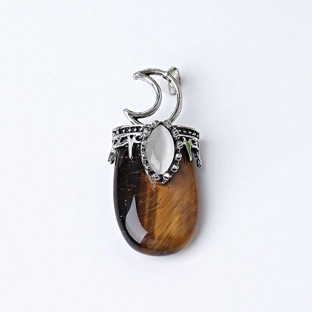 1.8 Inch Crystal Pendant with Moon Symbol | Spiritual Necklace
