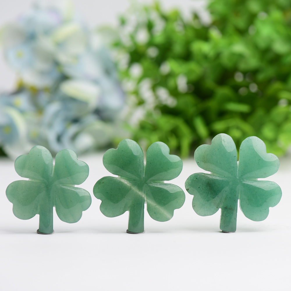 1.8 inch Green Aventurine Crystal Clover Figurine