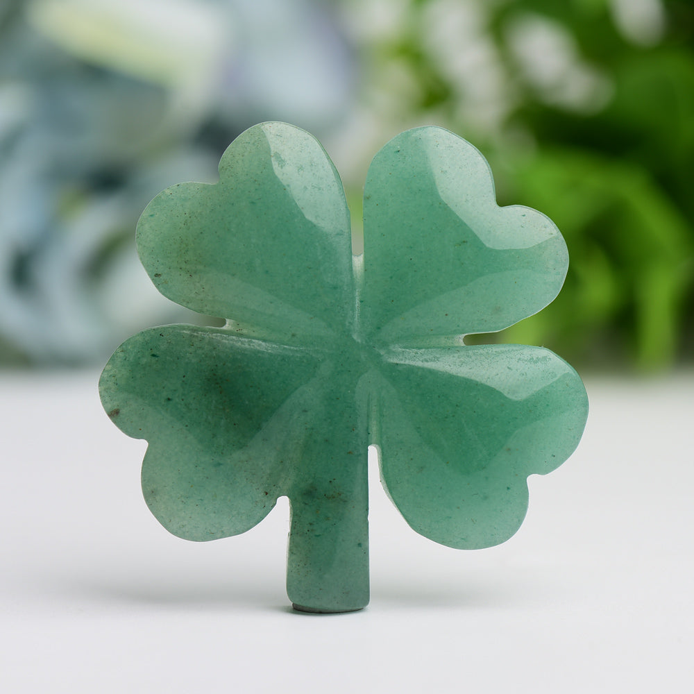 1.8 inch Green Aventurine Crystal Clover Figurine