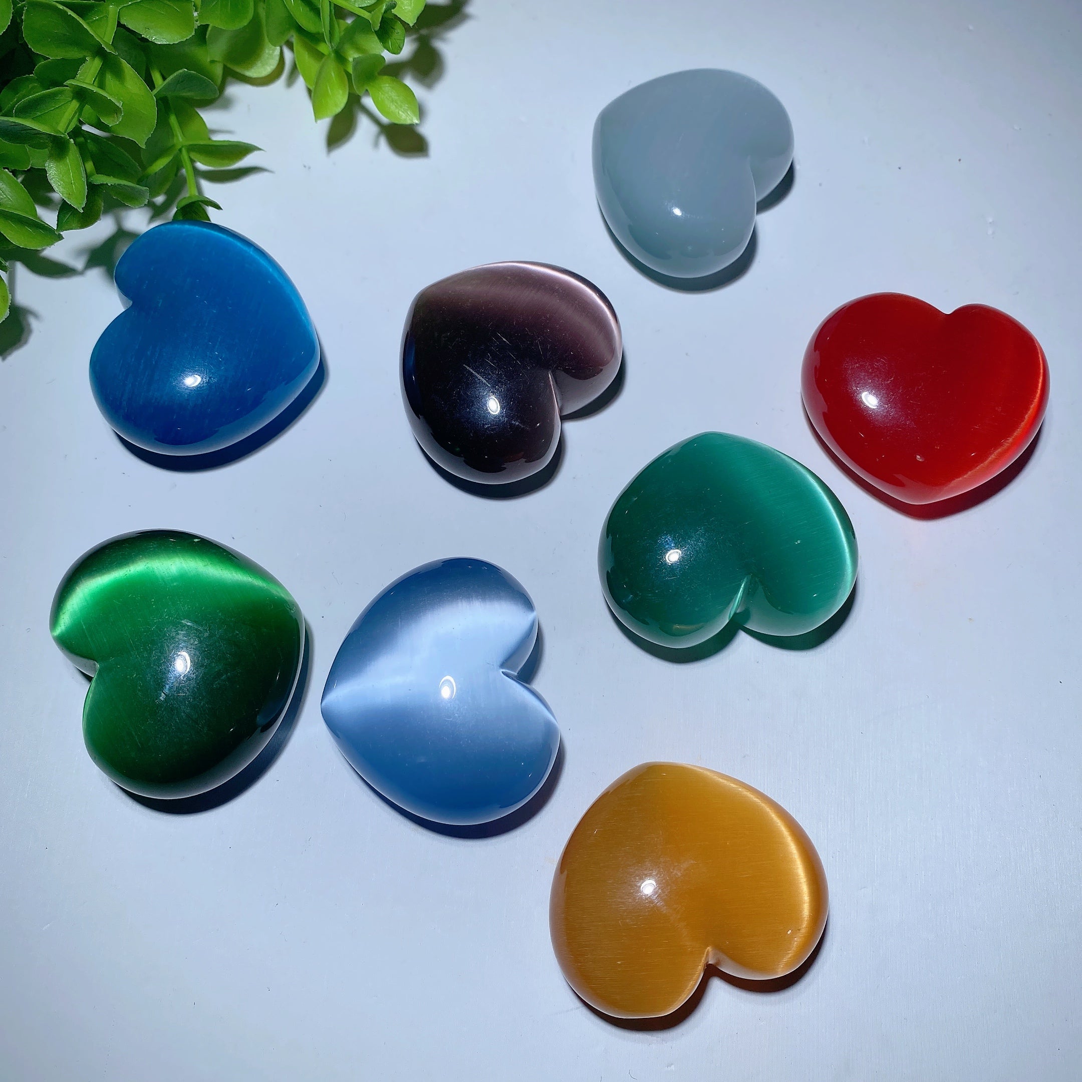 1.8 Inch Mixed Cat's Eye Heart Crystal for Emotional Healing