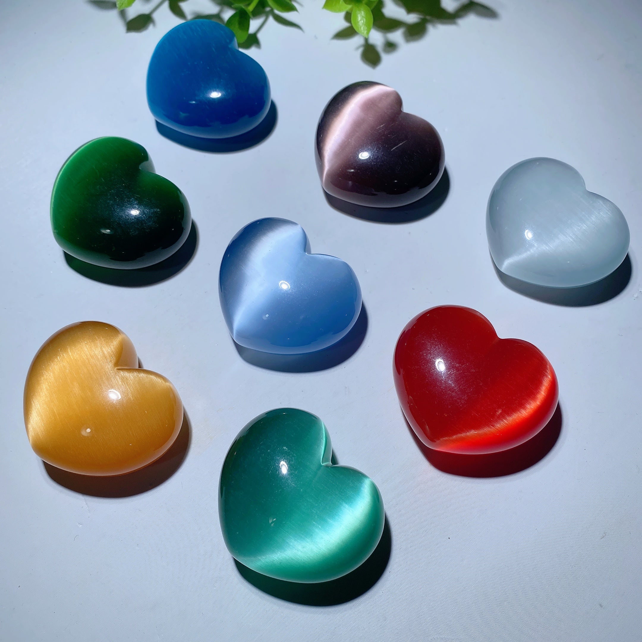 1.8 Inch Mixed Cat's Eye Heart Crystal for Emotional Healing