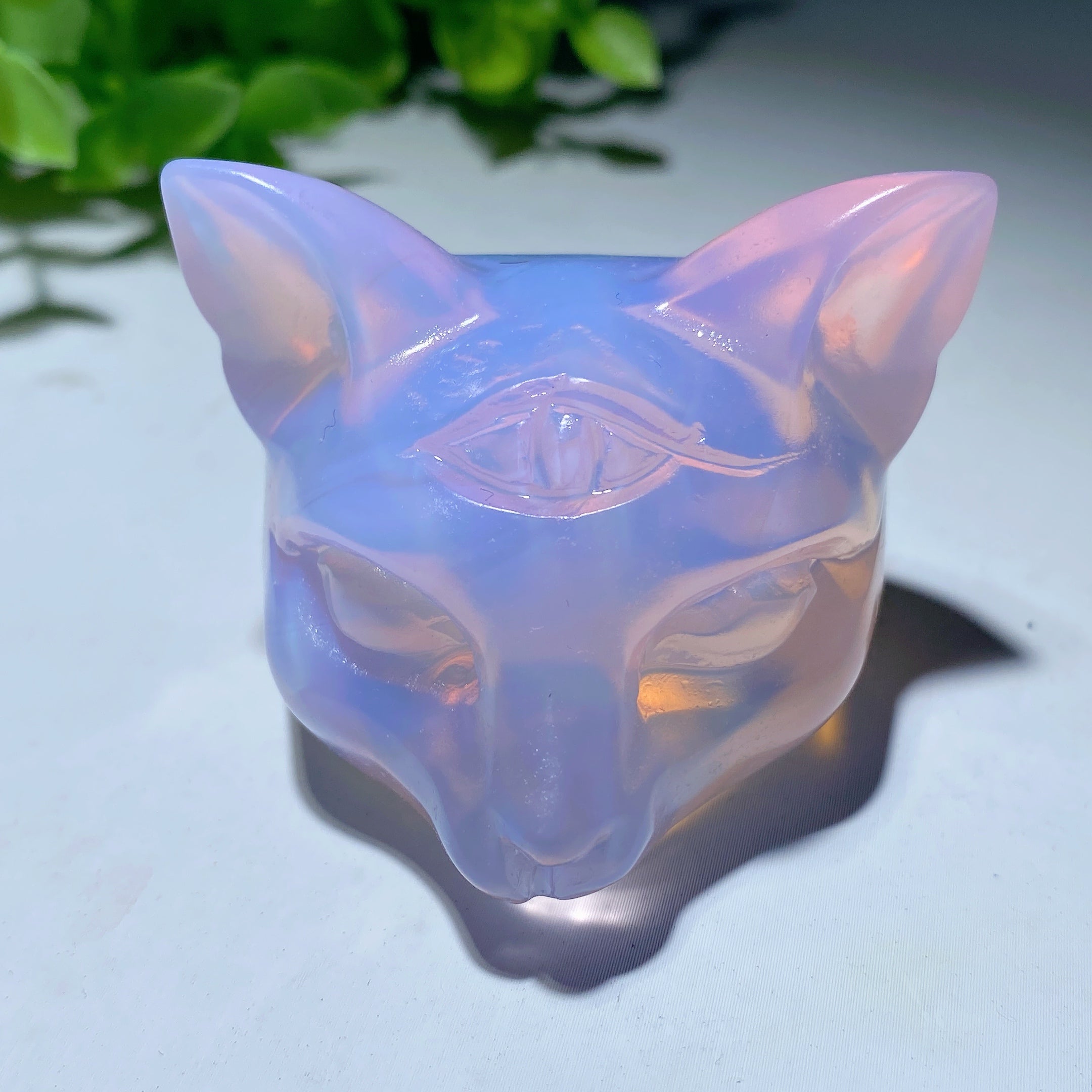 1.8 inch Mixed Crystal Cat Head Carvings for Healing