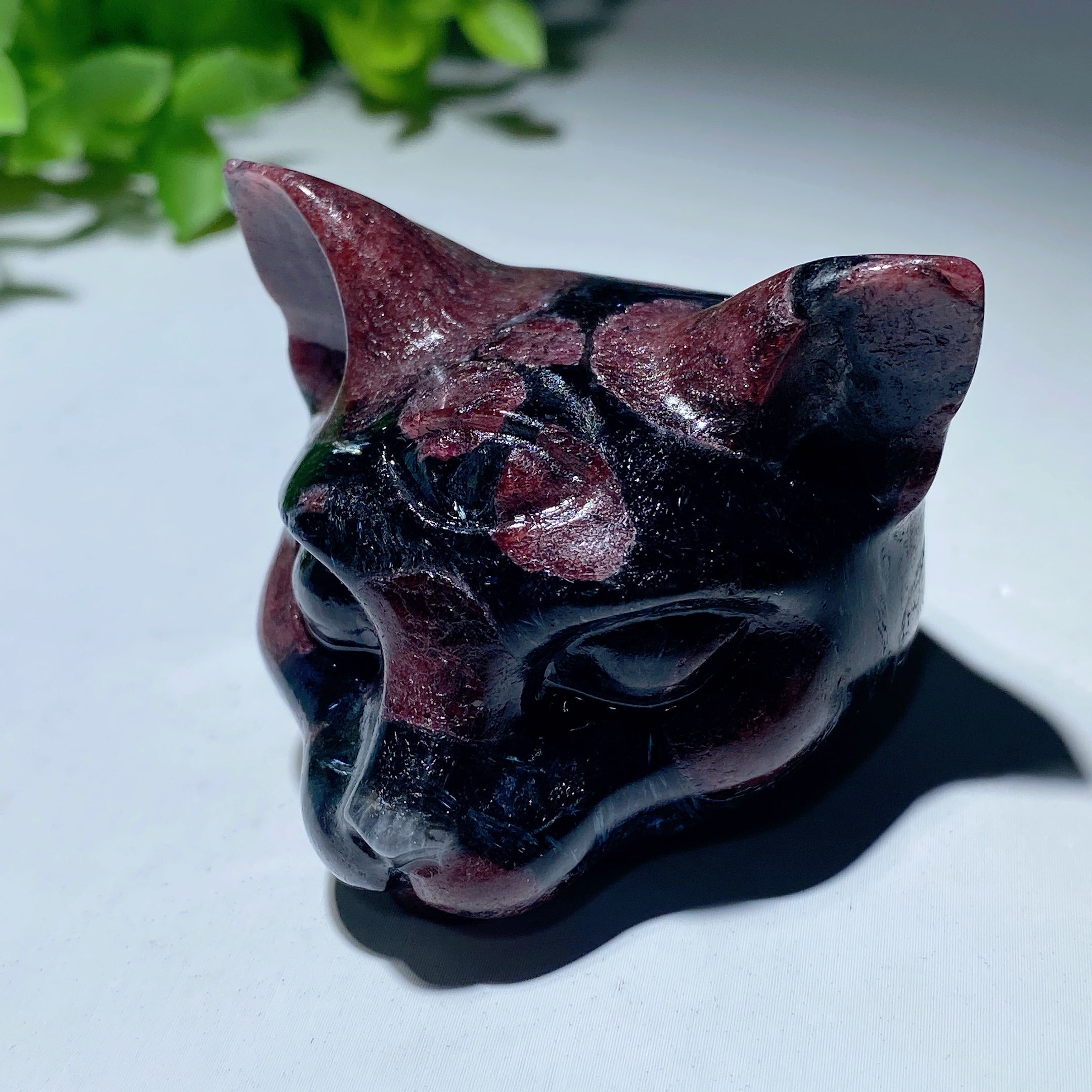 1.8 inch Mixed Crystal Cat Head Carvings for Healing