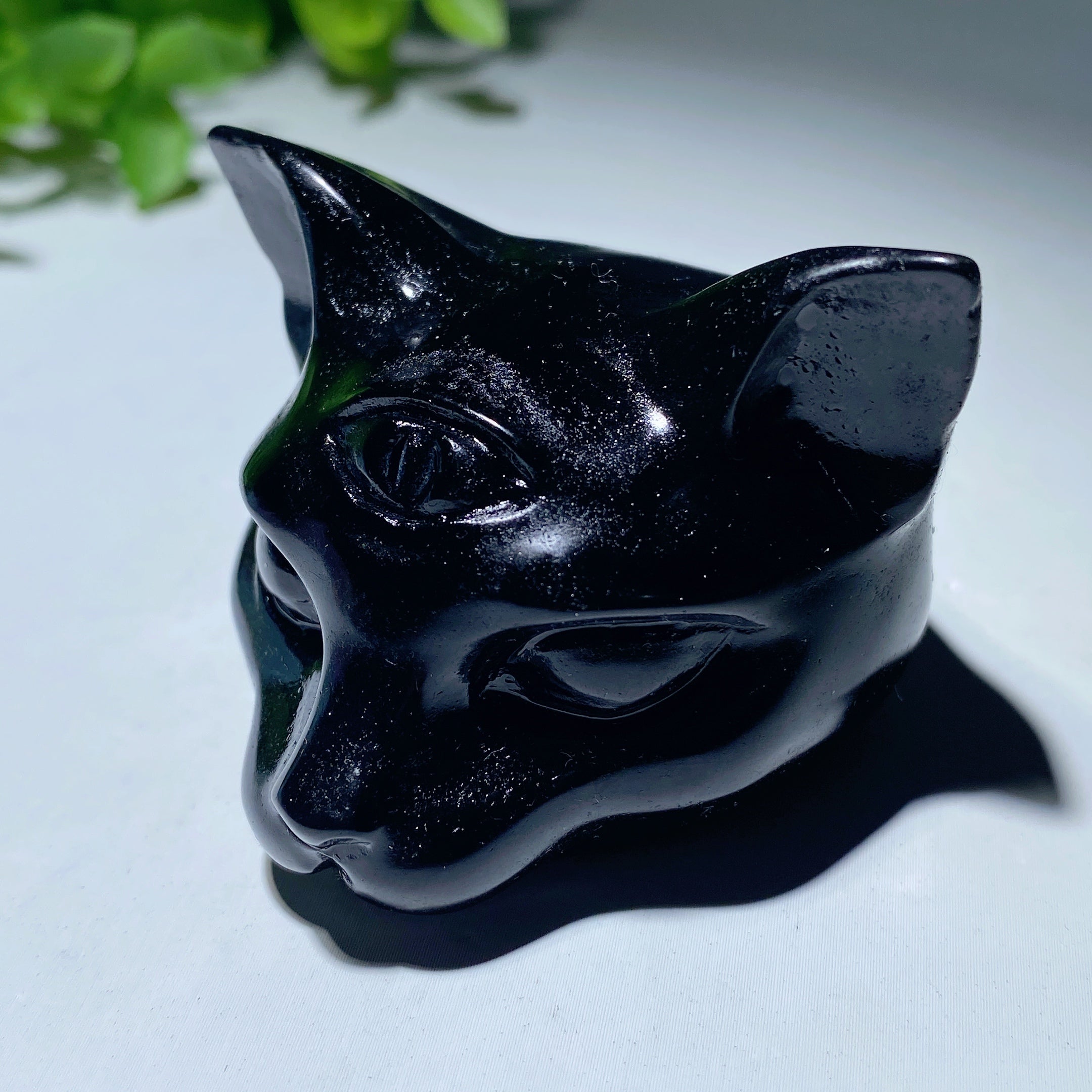 1.8 inch Mixed Crystal Cat Head Carvings for Healing