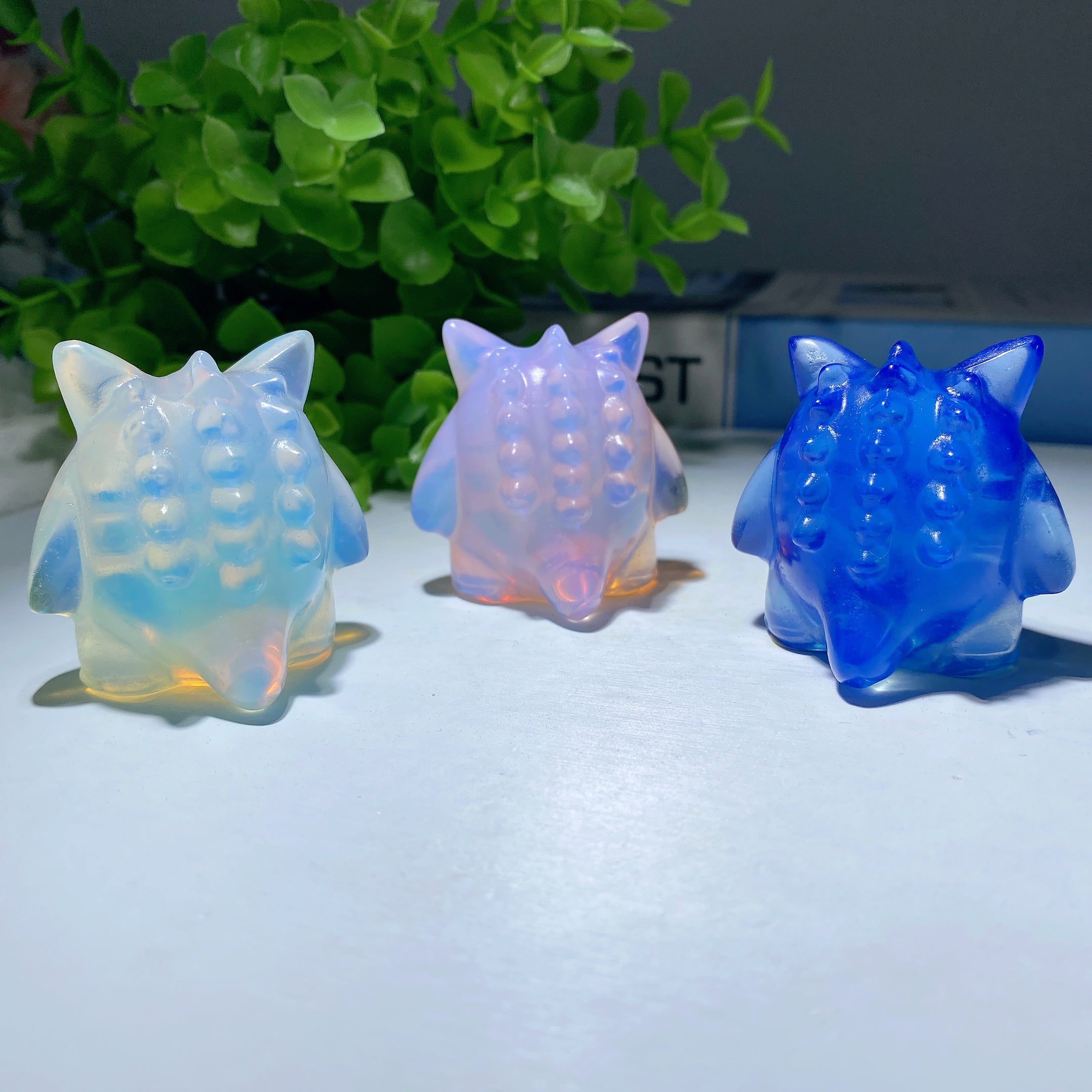 1.8 inch Mixed Opalite Crystal Gengar Carving Figurine