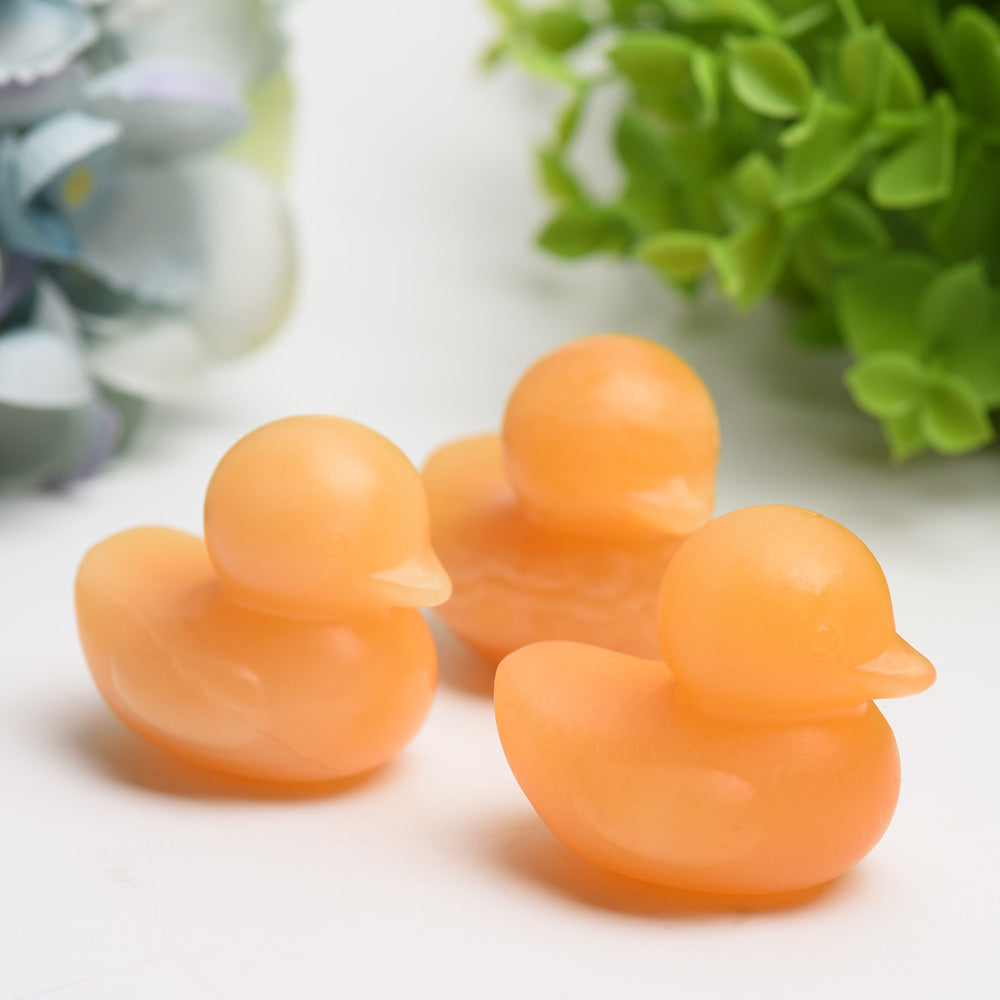 1.8 inch Orange Calcite Duck Spiritual Figurine