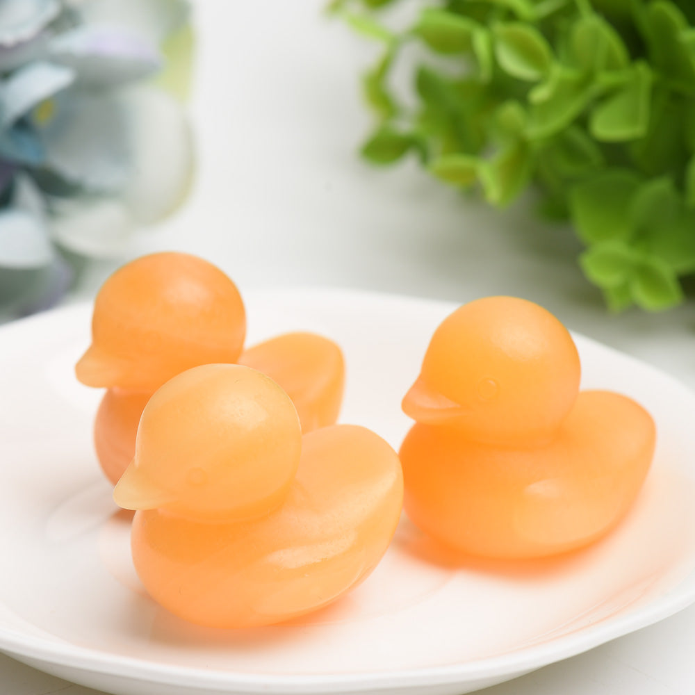 1.8 inch Orange Calcite Duck Spiritual Figurine