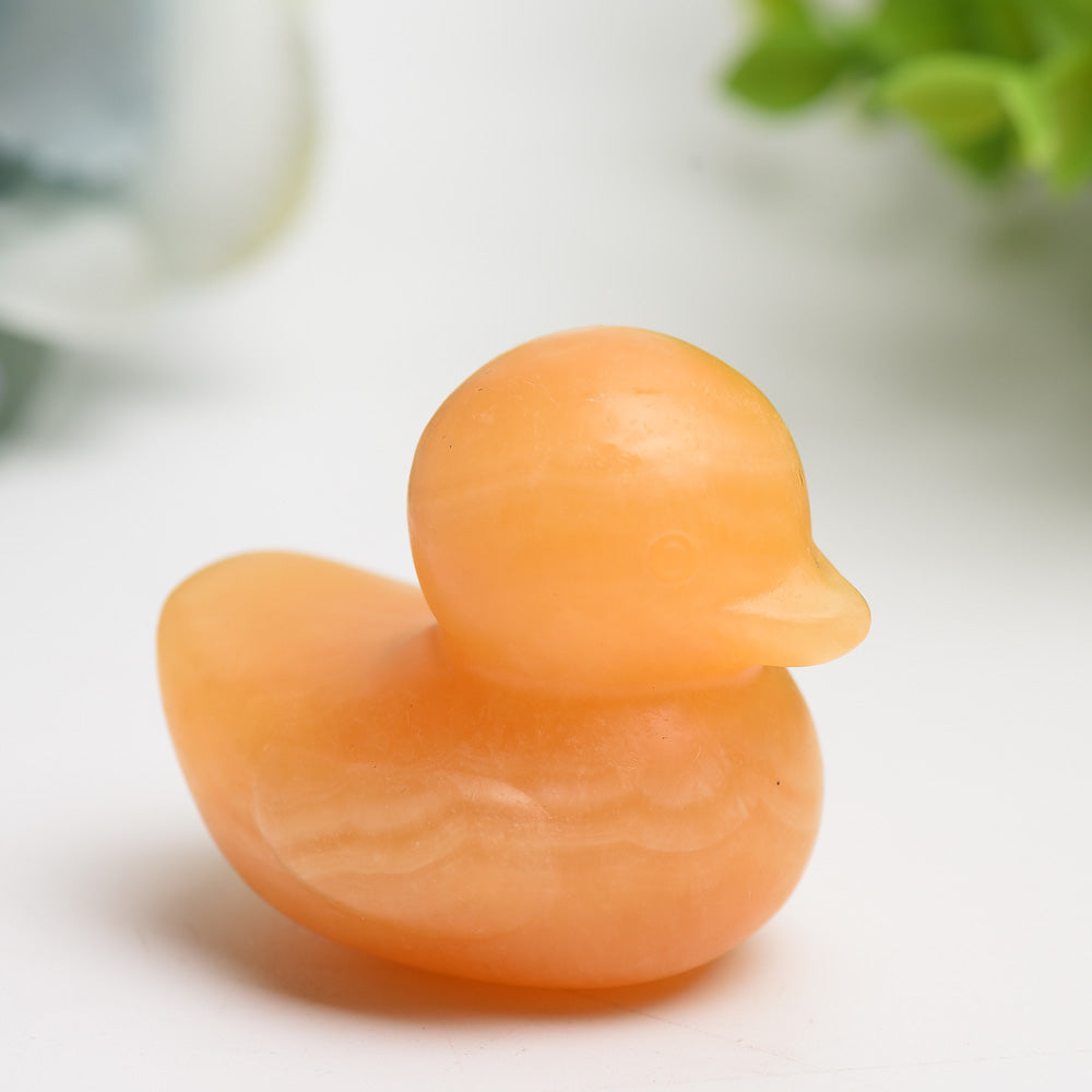 1.8 inch Orange Calcite Duck Spiritual Figurine