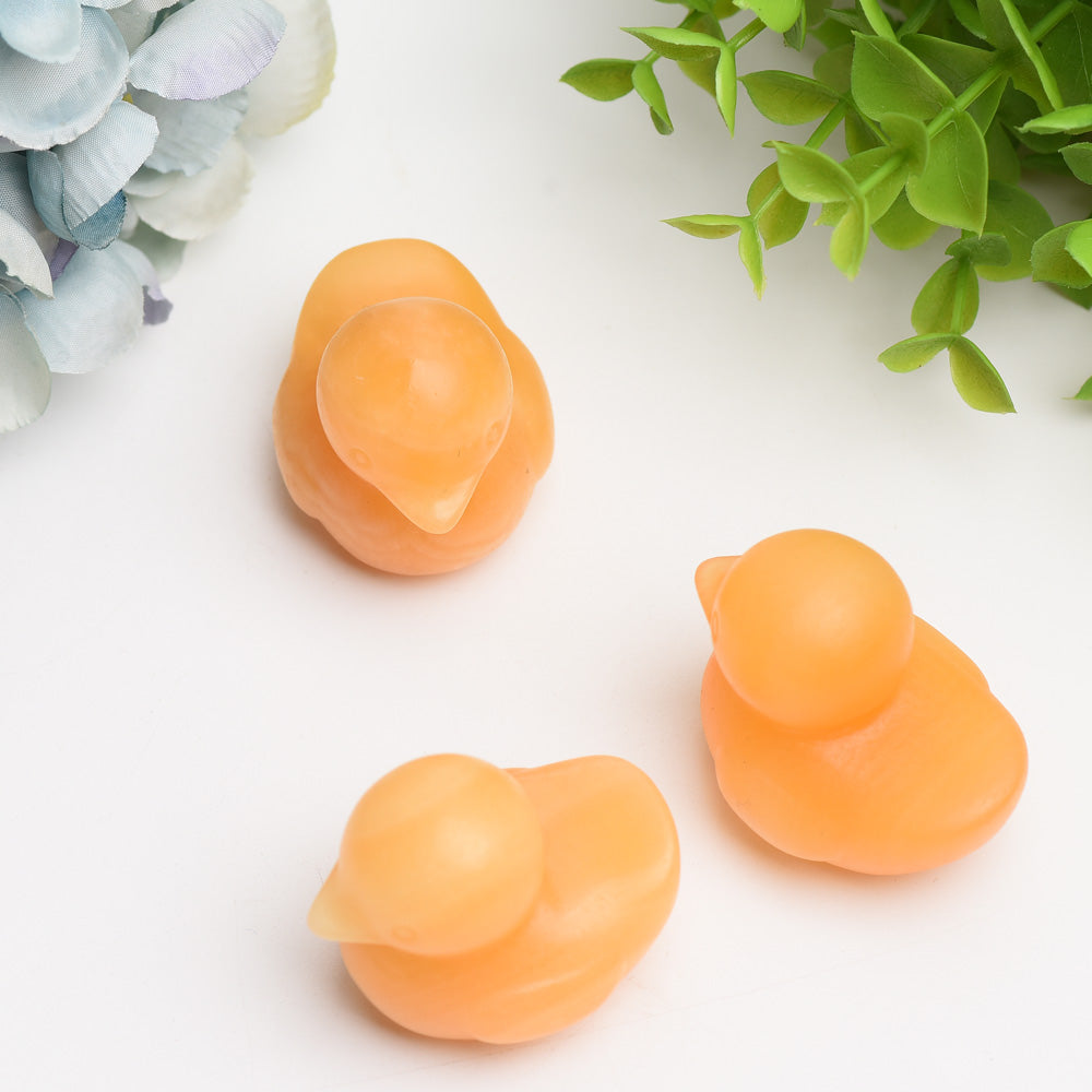 1.8 inch Orange Calcite Duck Spiritual Figurine